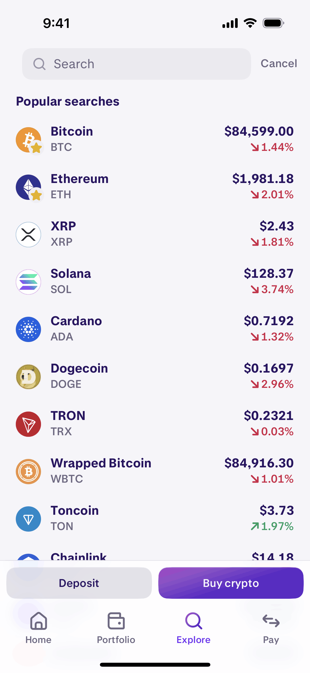 Kraken iOS Finance interface screenshot 15