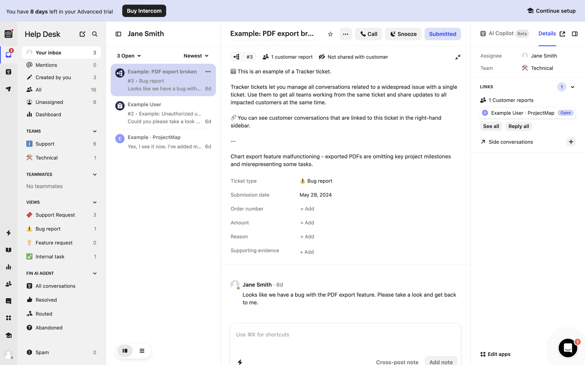 Intercom Web UI design screenshot