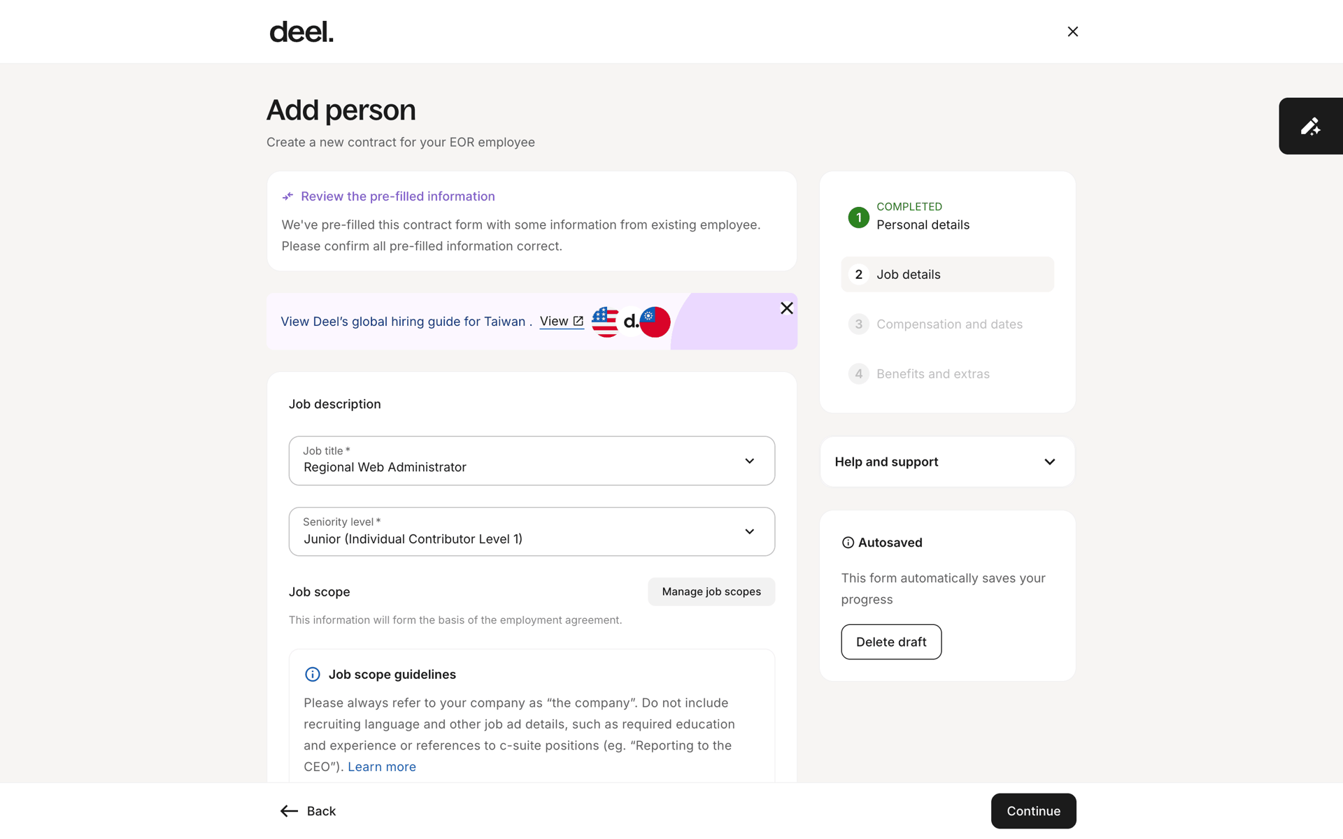 Deel Web Business interface screenshot 24