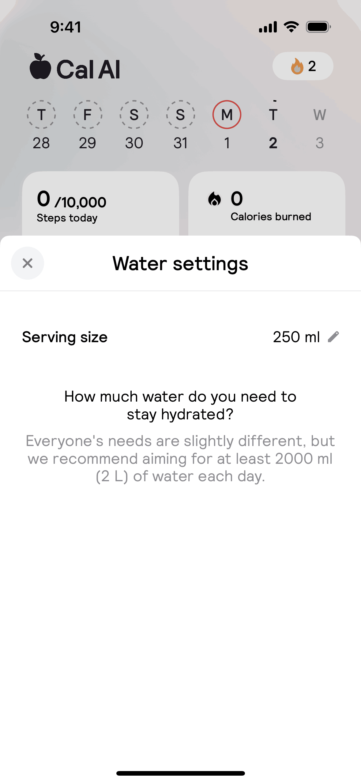 Cal AI iOS AI interface screenshot 8