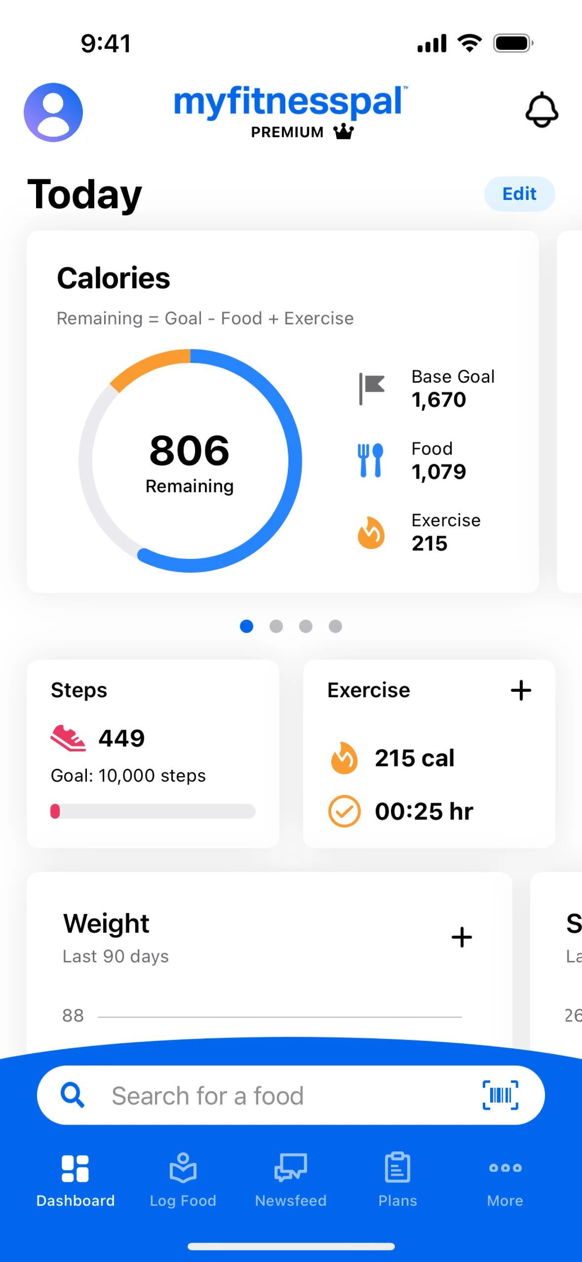 Home on MyFitnessPal (ios) screen 2