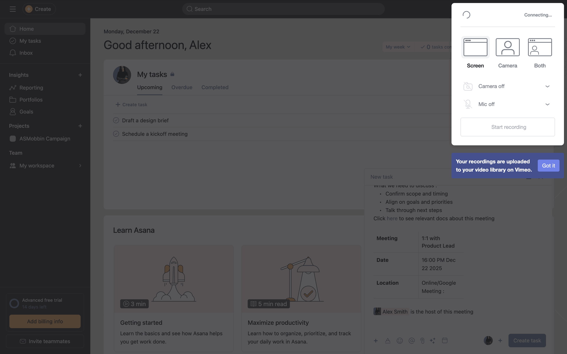 Asana Web Business interface screenshot 12