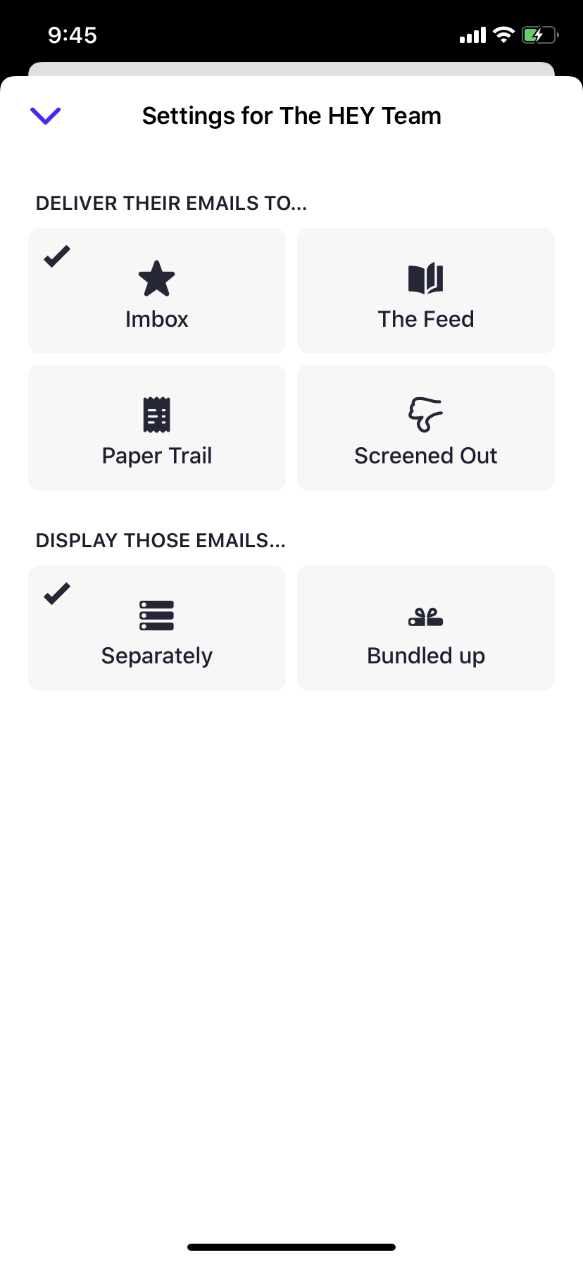 HEY iOS Productivity interface screenshot 12