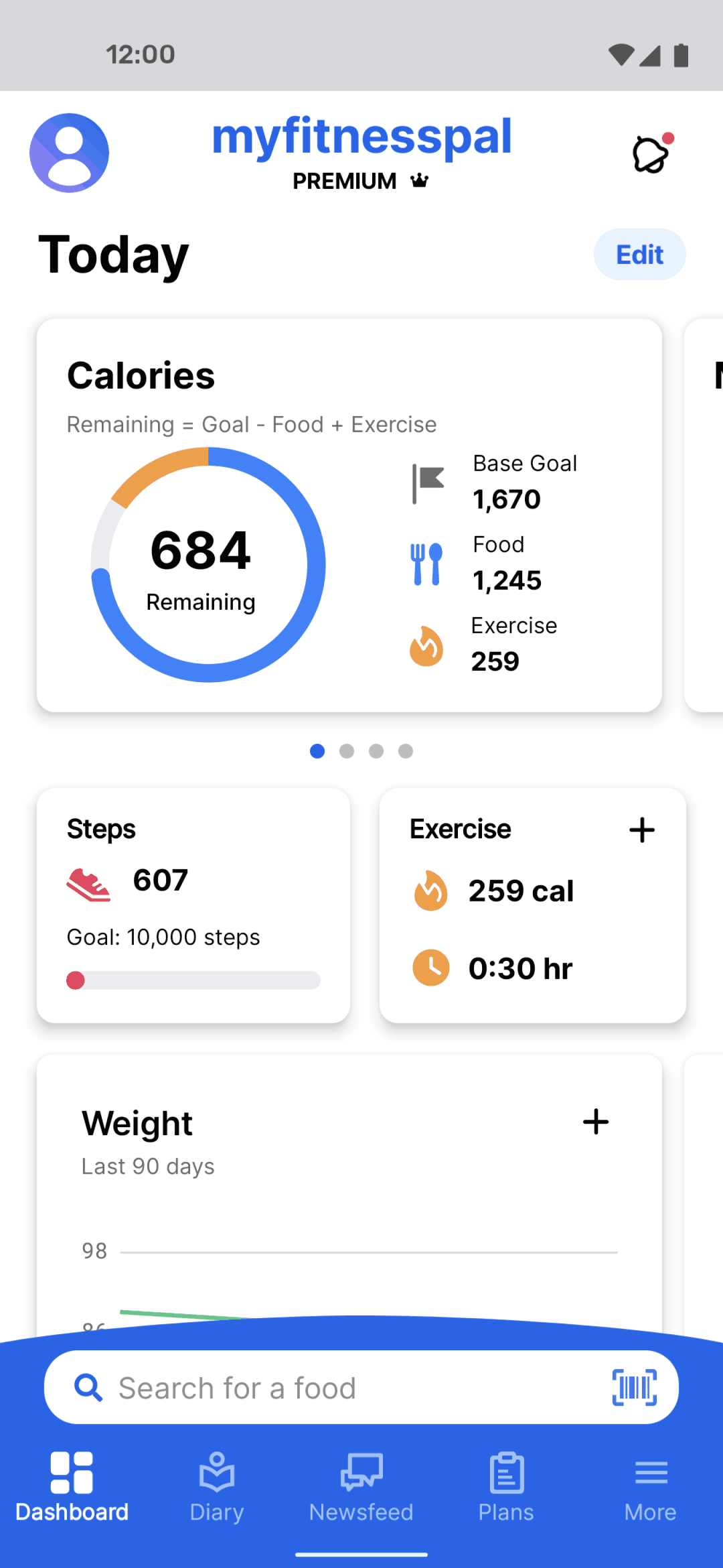 MyFitnessPal Android Health & Fitness interface screenshot 1
