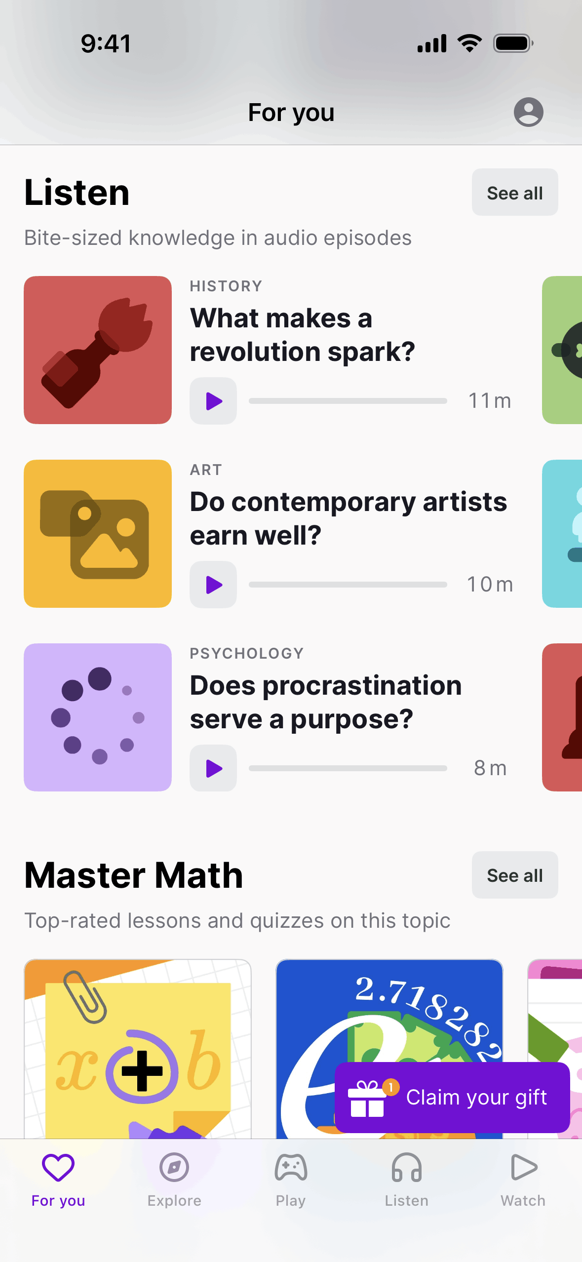 Nibble iOS quiz interface screenshot 3