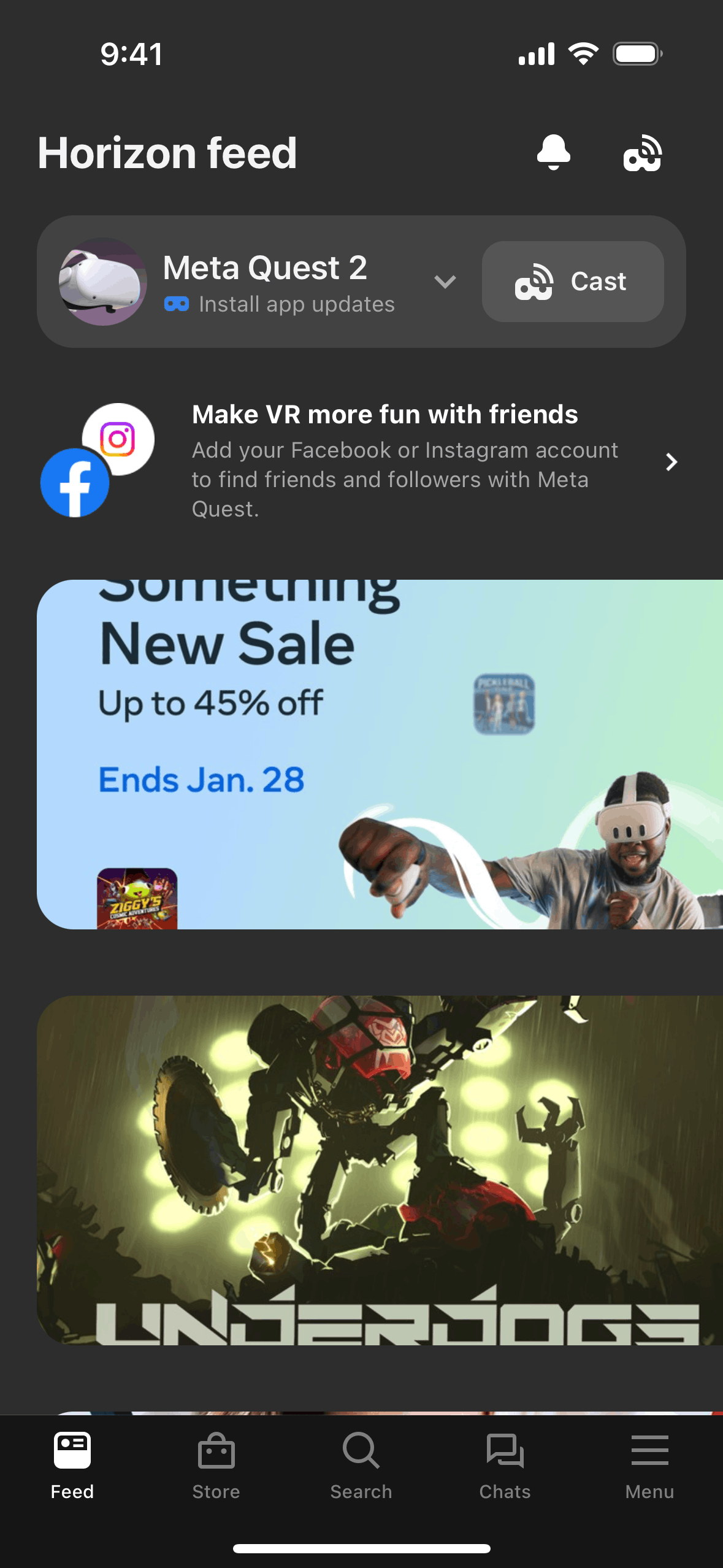 Meta Quest iOS Entertainment interface screenshot 2