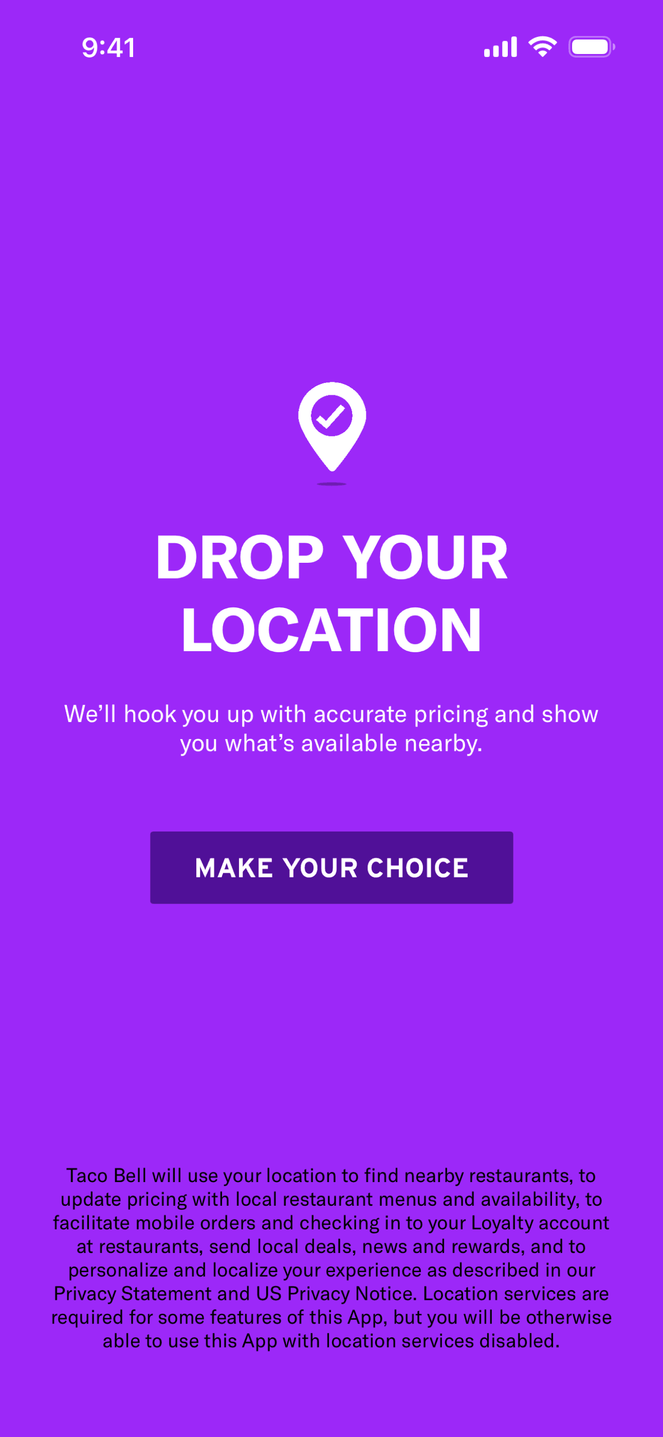 Taco Bell iOS Food & Drink interface screenshot 2