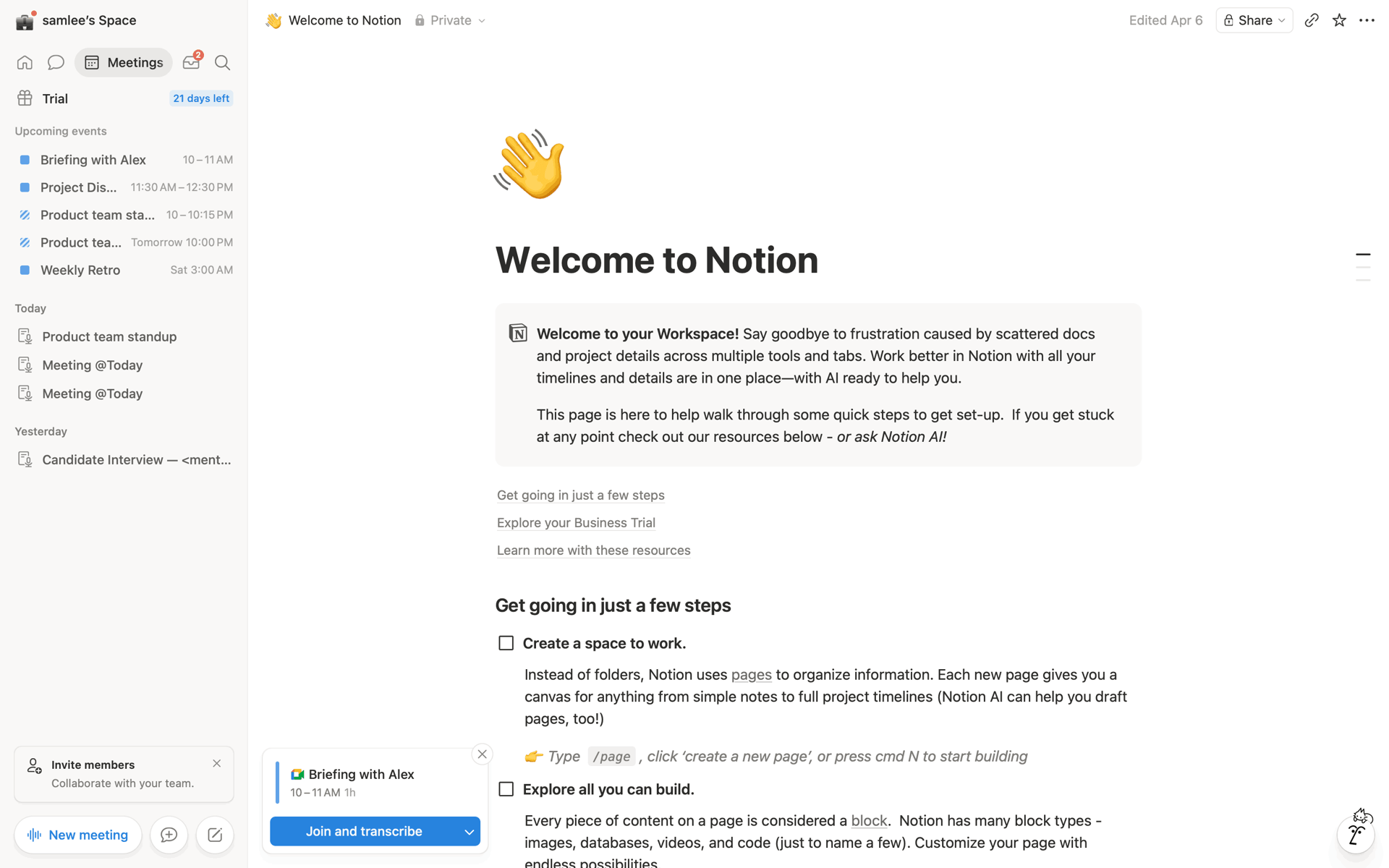 Notion Web Collaboration interface screenshot 1