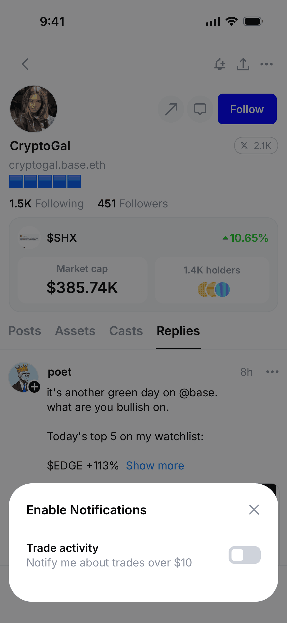 Base iOS trading interface screenshot 18