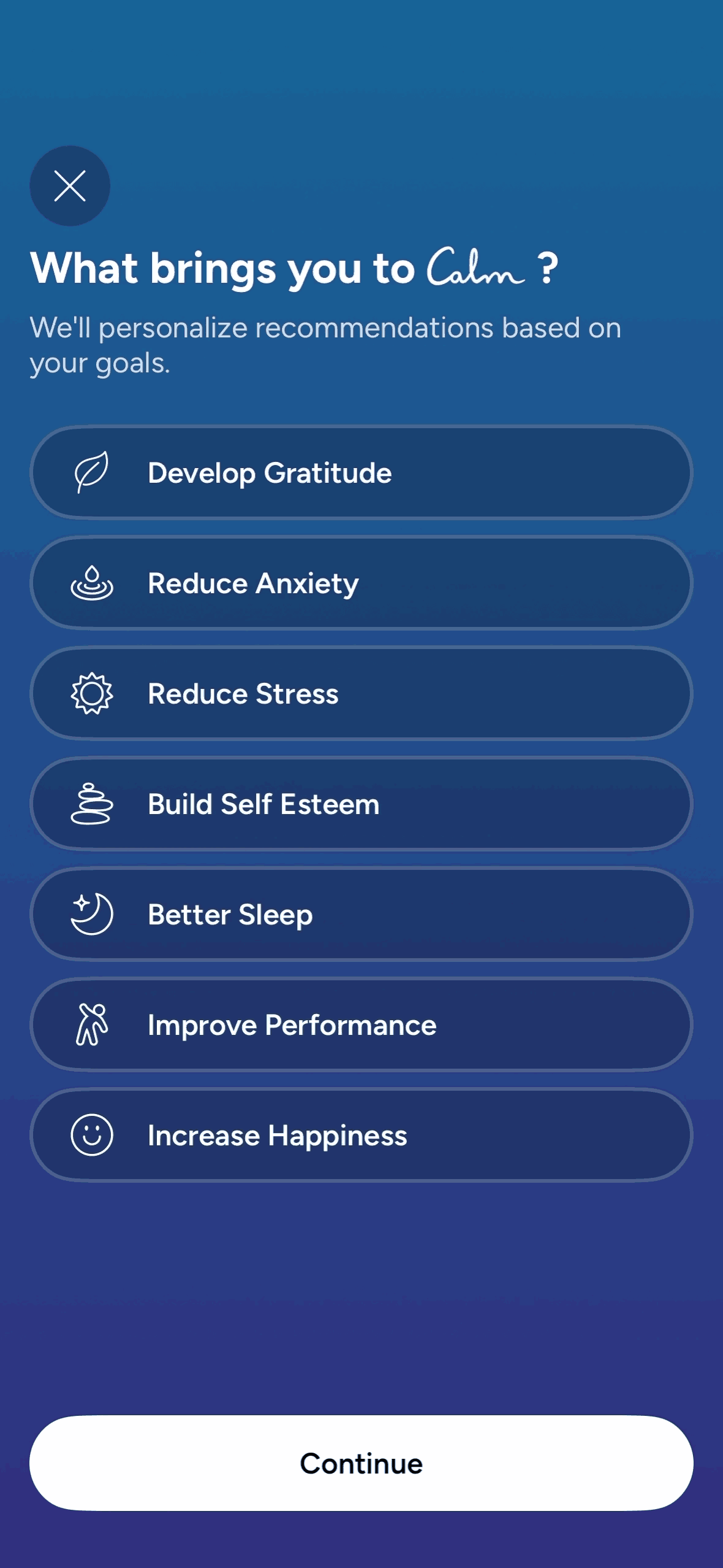 Calm iOS Health & Fitness interface screenshot 6