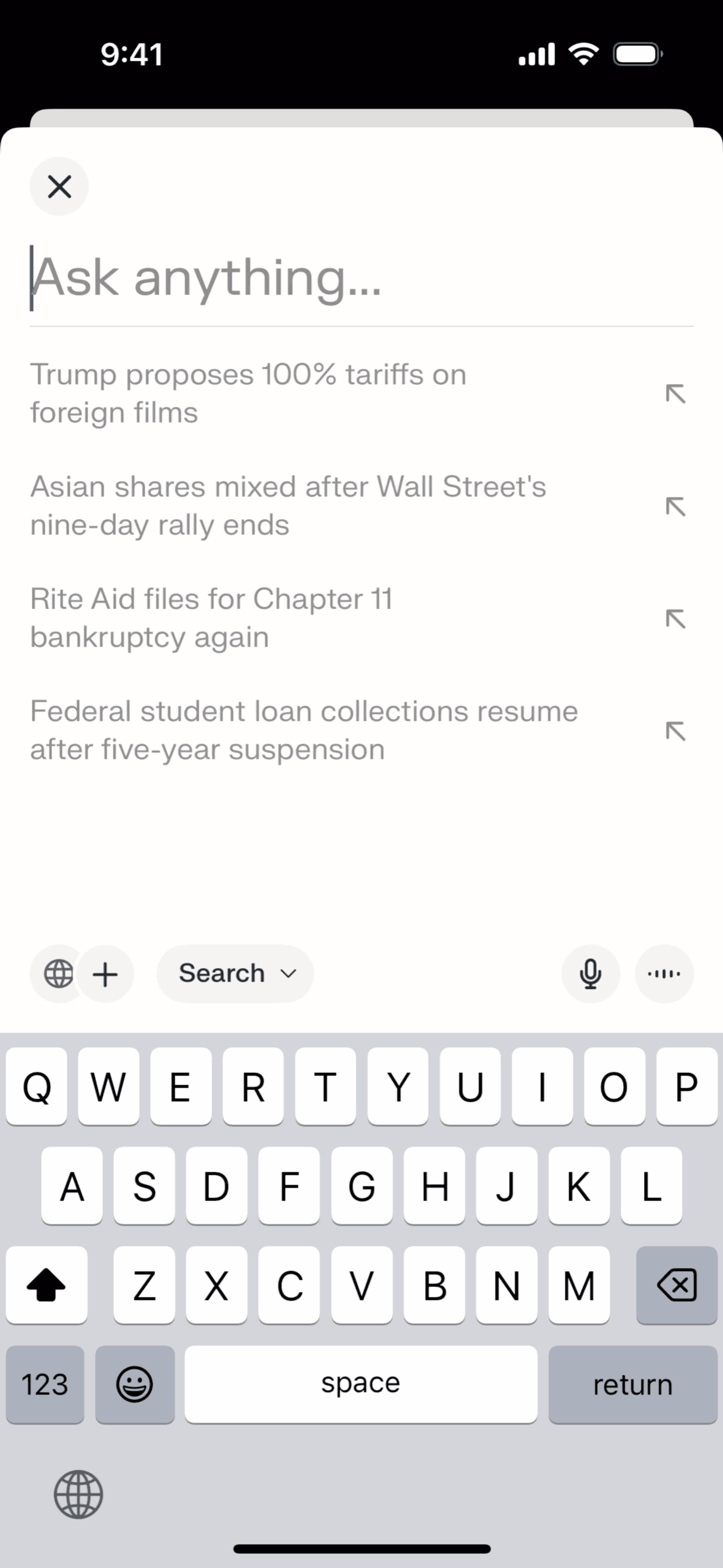Perplexity iOS AI interface screenshot 6