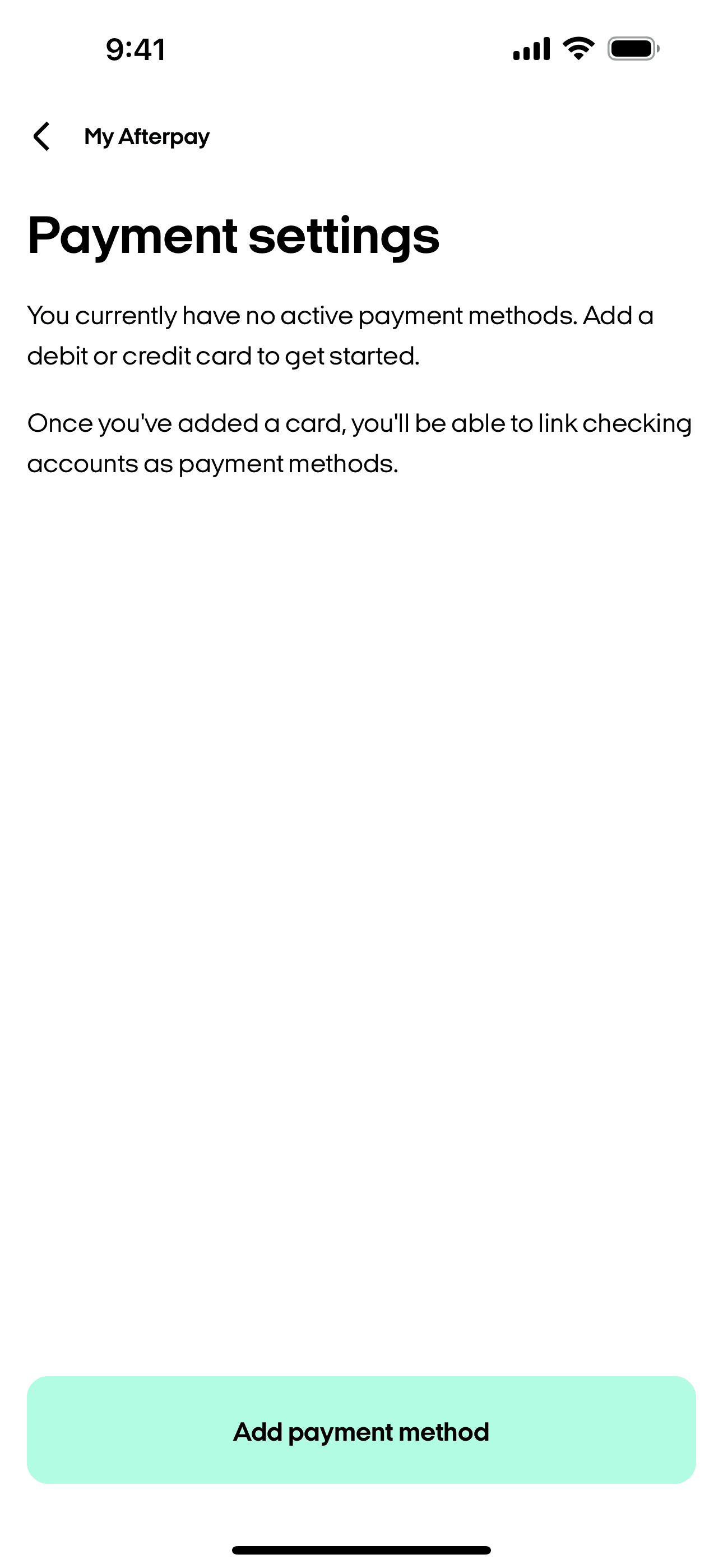 Afterpay iOS Finance interface screenshot 4