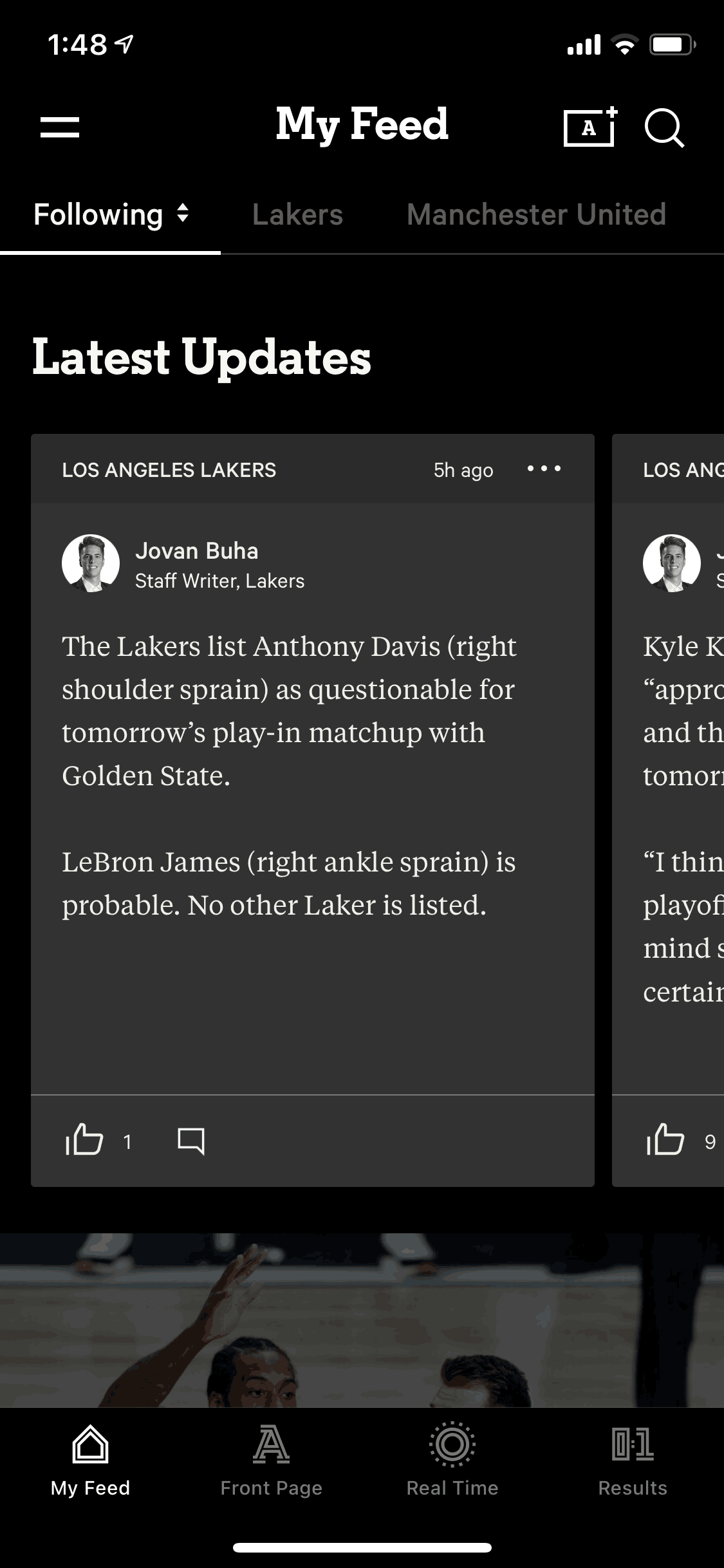 The Athletic iOS Sports interface screenshot 16