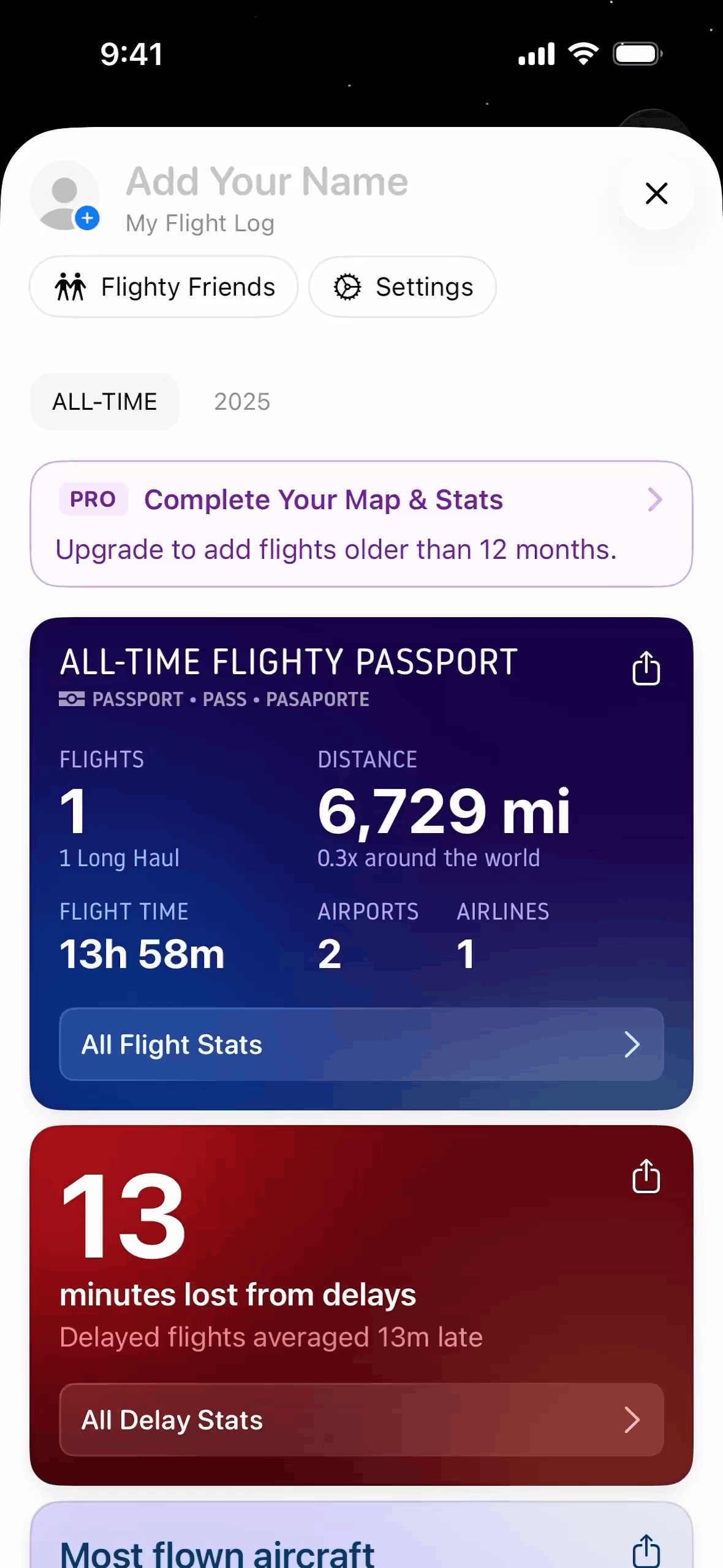 Flighty iOS Travel & Transportation interface screenshot 3