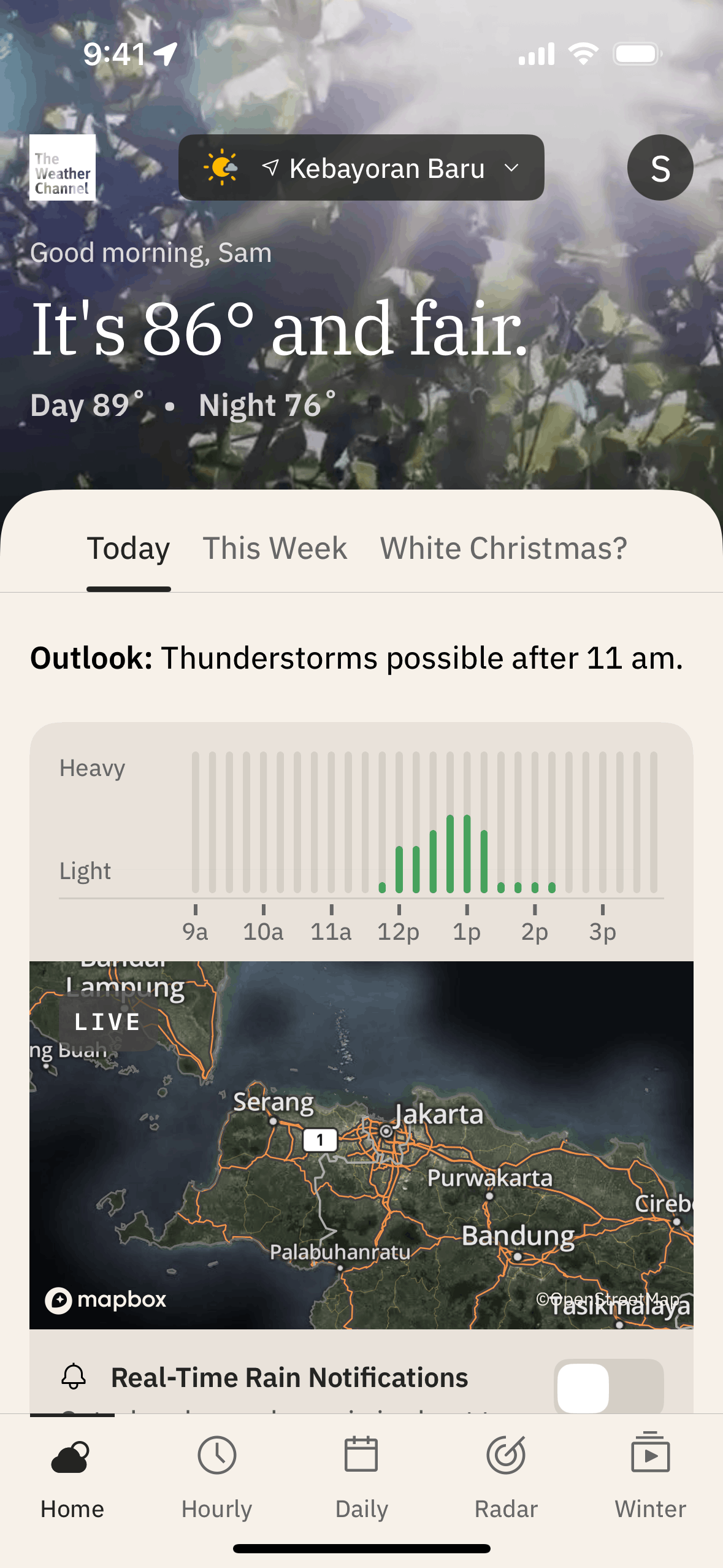 The Weather Channel iOS Utilities interface screenshot 1