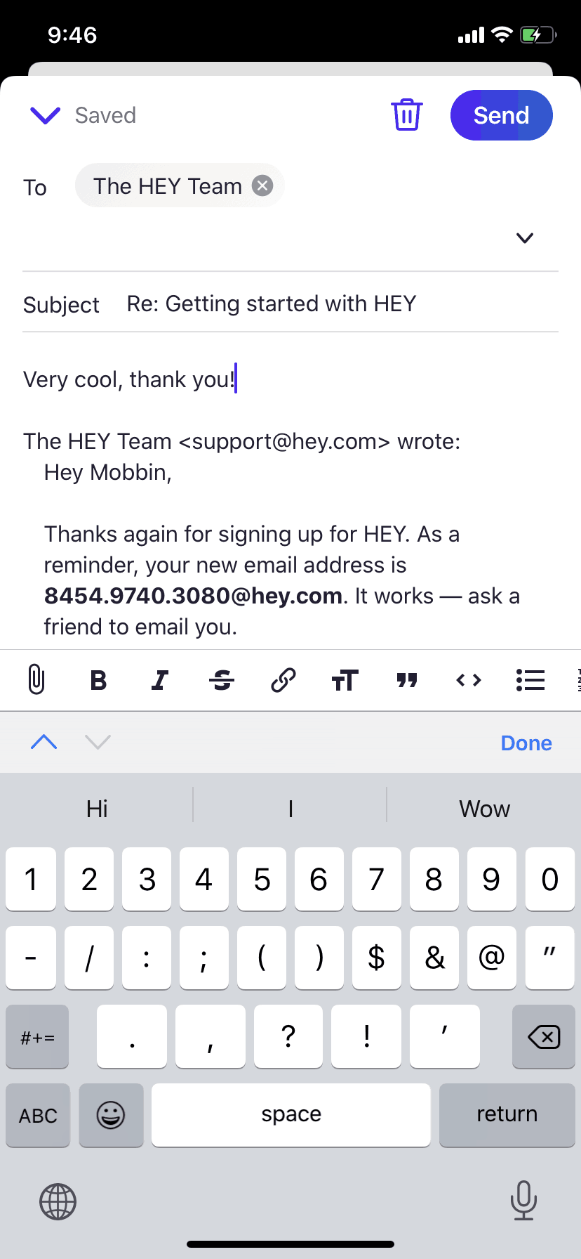 HEY iOS Productivity interface screenshot 18