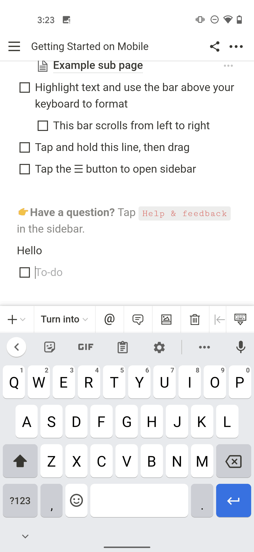 Notion Android Collaboration interface screenshot 19