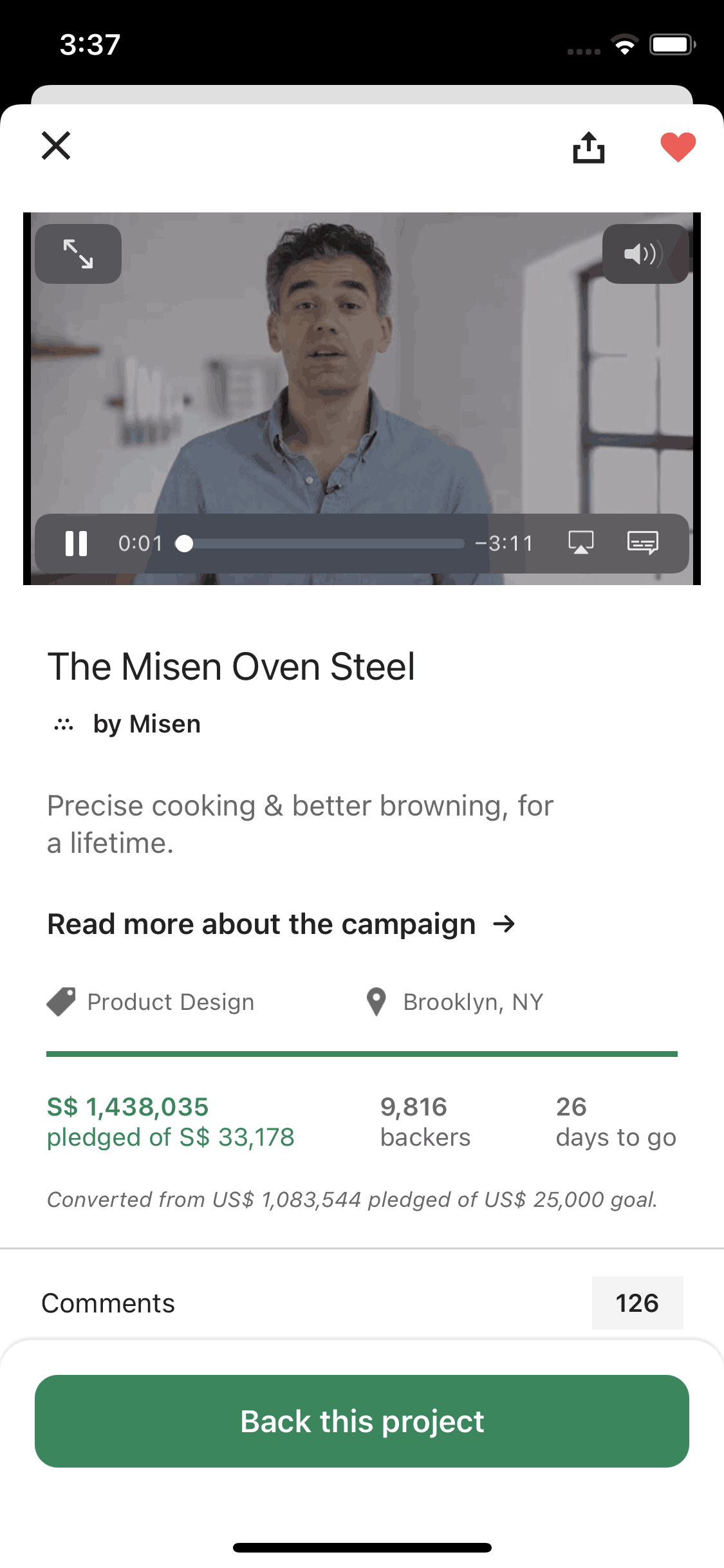 Kickstarter iOS Social Networking interface screenshot 4
