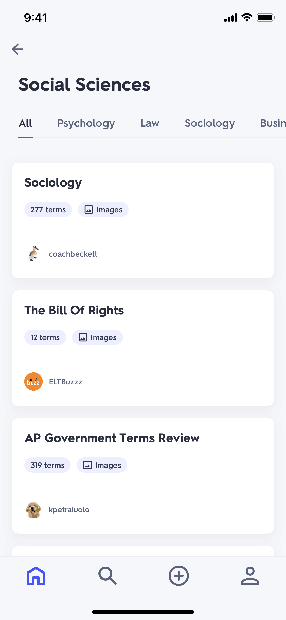 Quizlet iOS Education interface screenshot 1