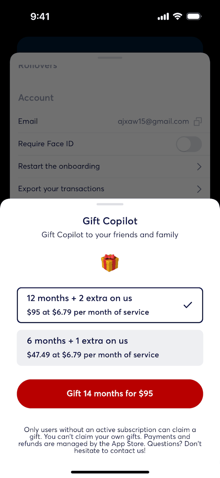 Copilot iOS Finance interface screenshot 16