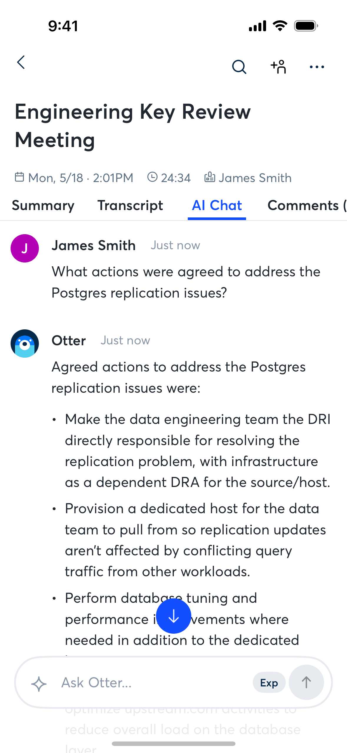 Otter.ai iOS AI interface screenshot 3