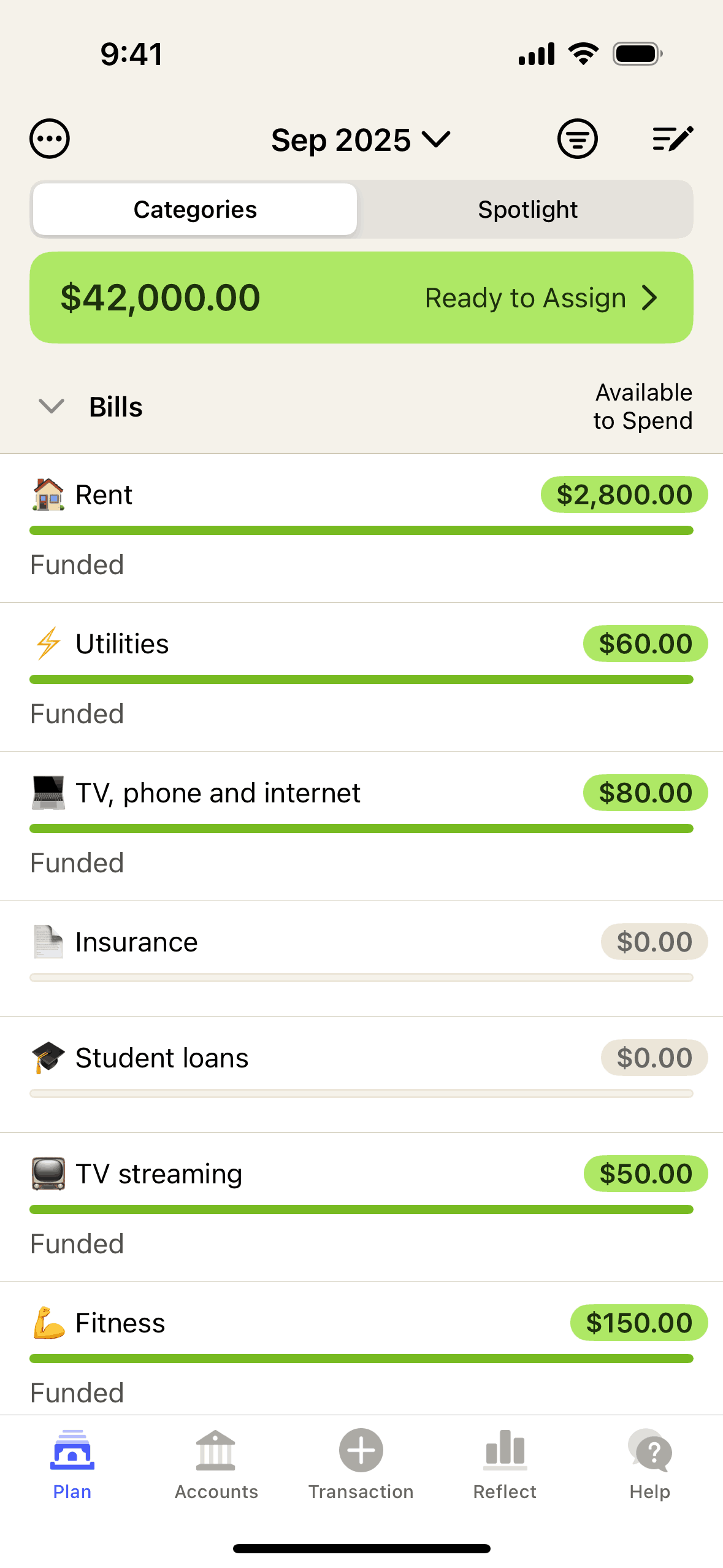YNAB iOS Finance interface screenshot 1