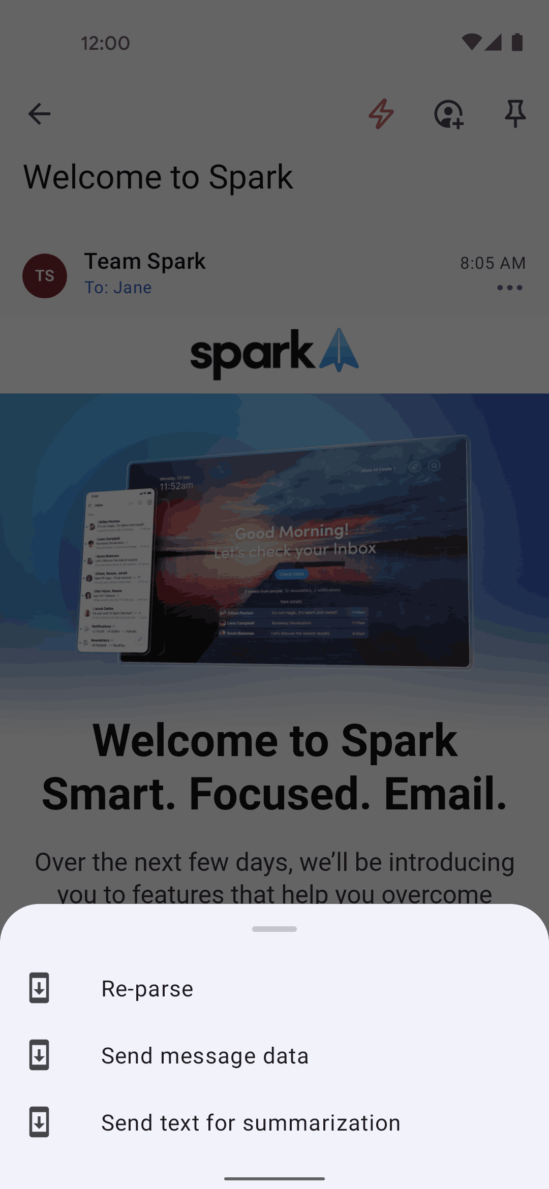 Spark Mail Android AI interface screenshot 9