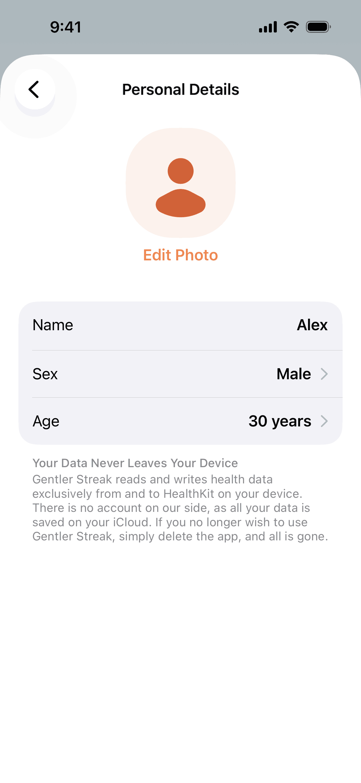 Gentler Streak iOS Health & Fitness interface screenshot 9