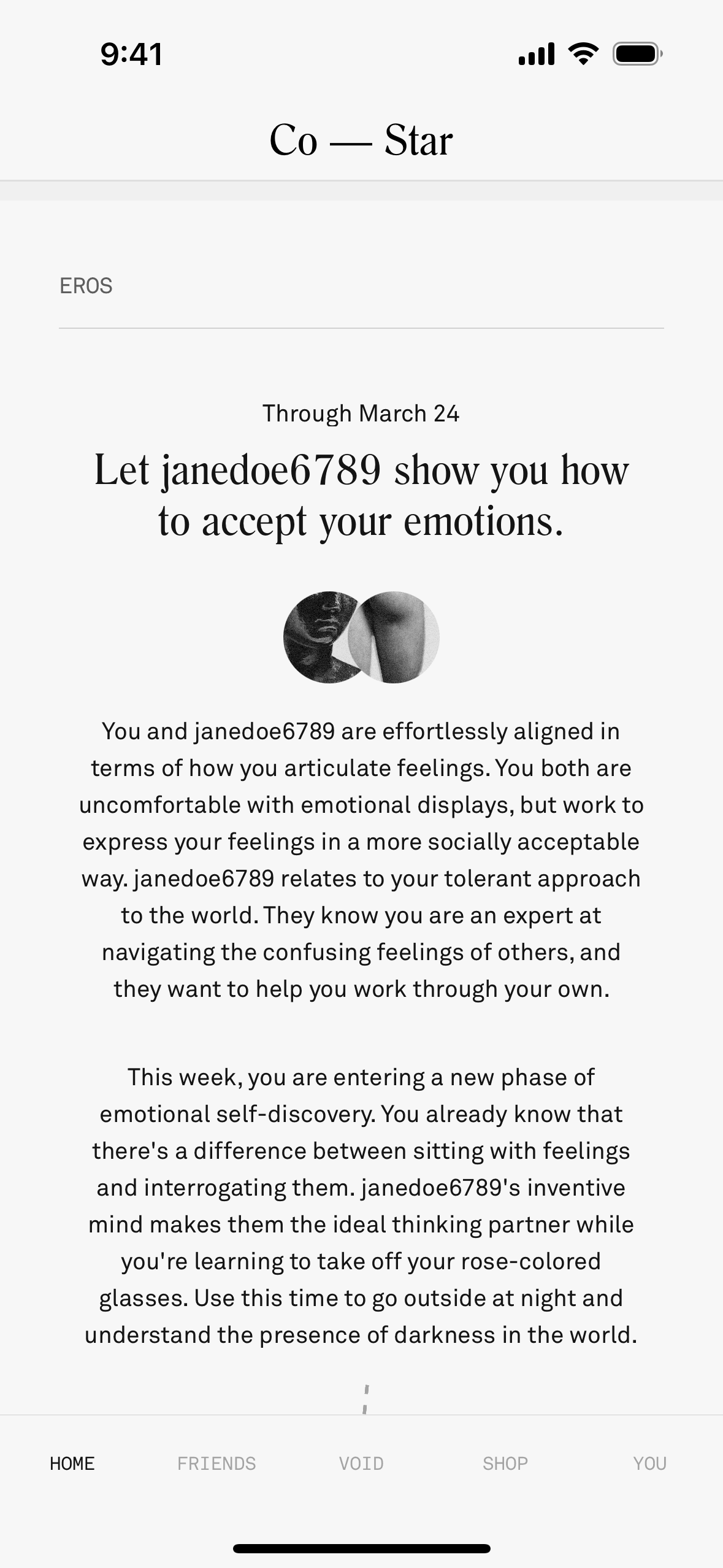 Co–Star iOS Lifestyle interface screenshot 4