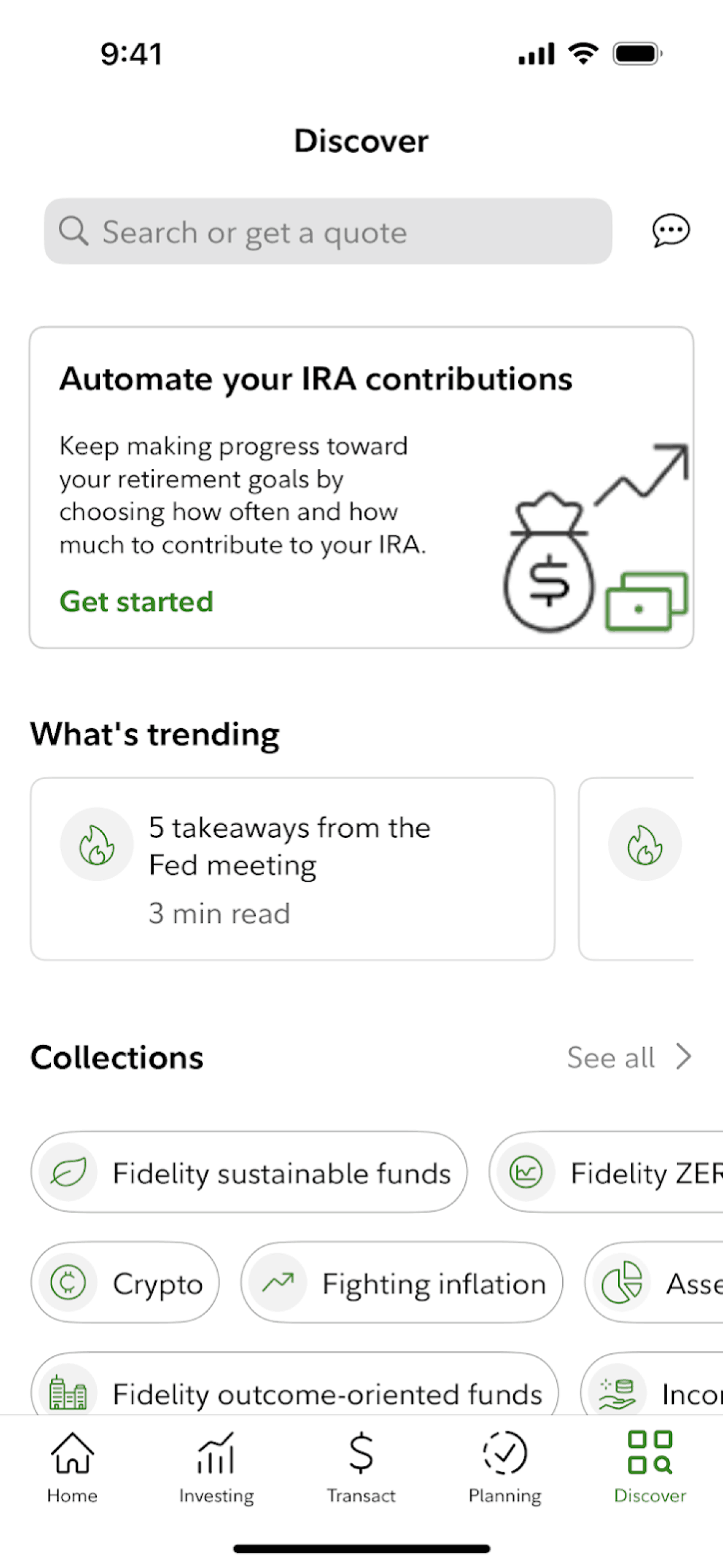 Fidelity iOS Finance interface screenshot 13