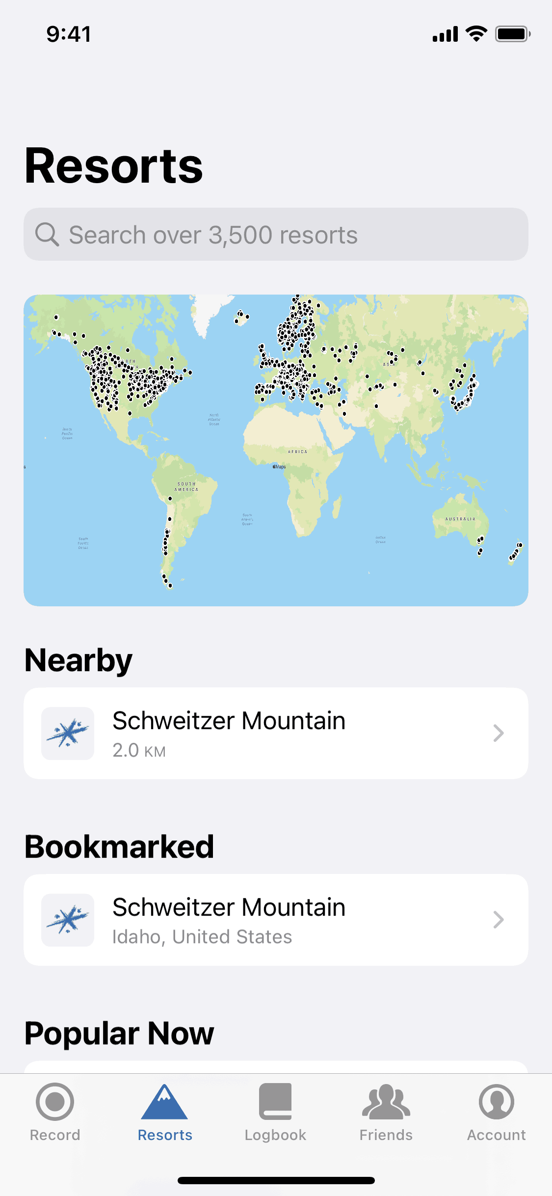 Slopes iOS Sports interface screenshot 3