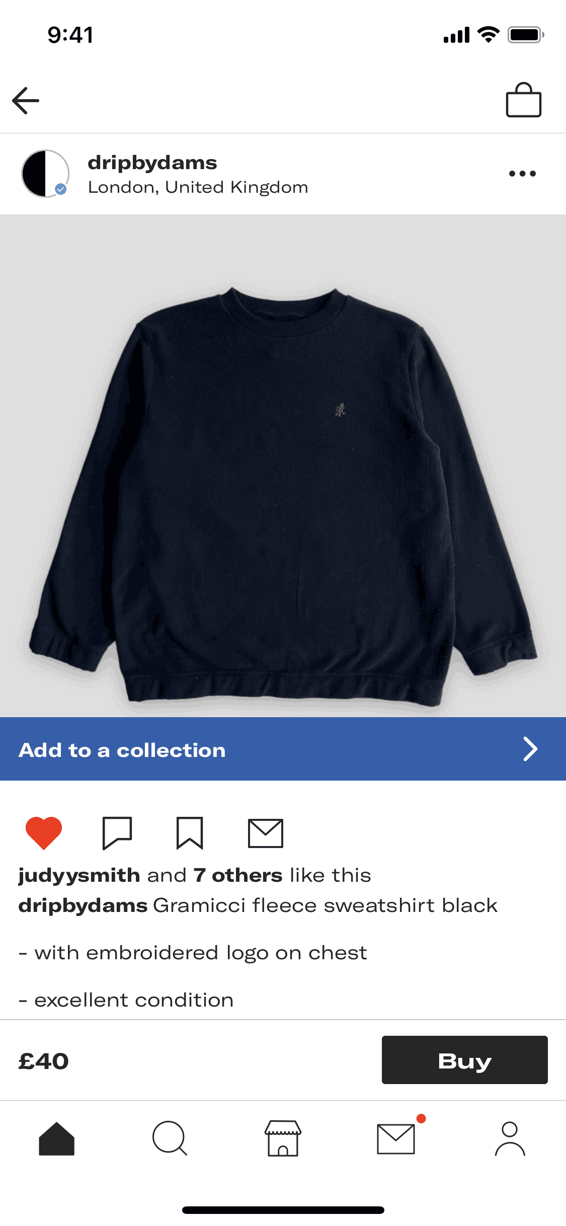 Saving a product to a new collection on Depop (ios) screen 2