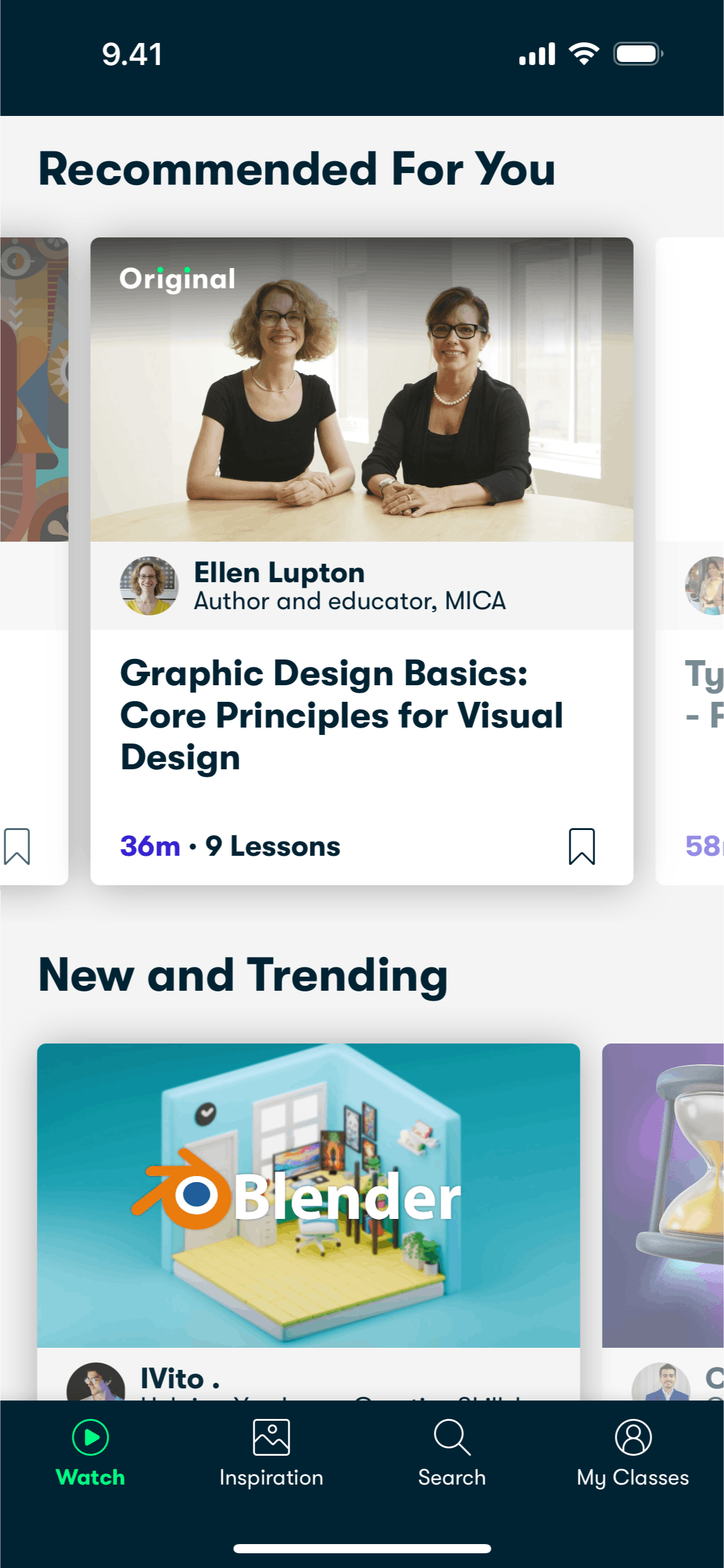 Skillshare iOS Education interface screenshot 1