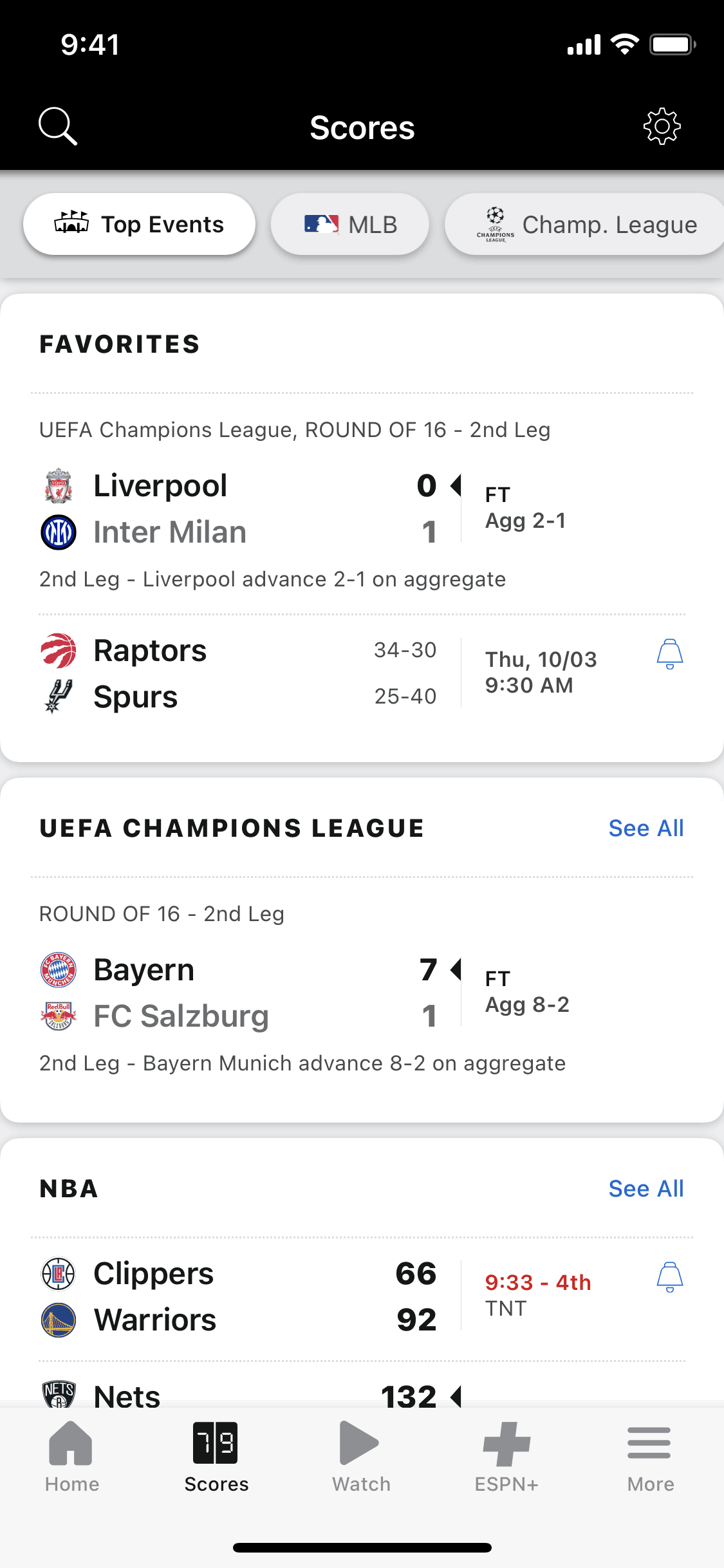 ESPN iOS Sports interface screenshot 7