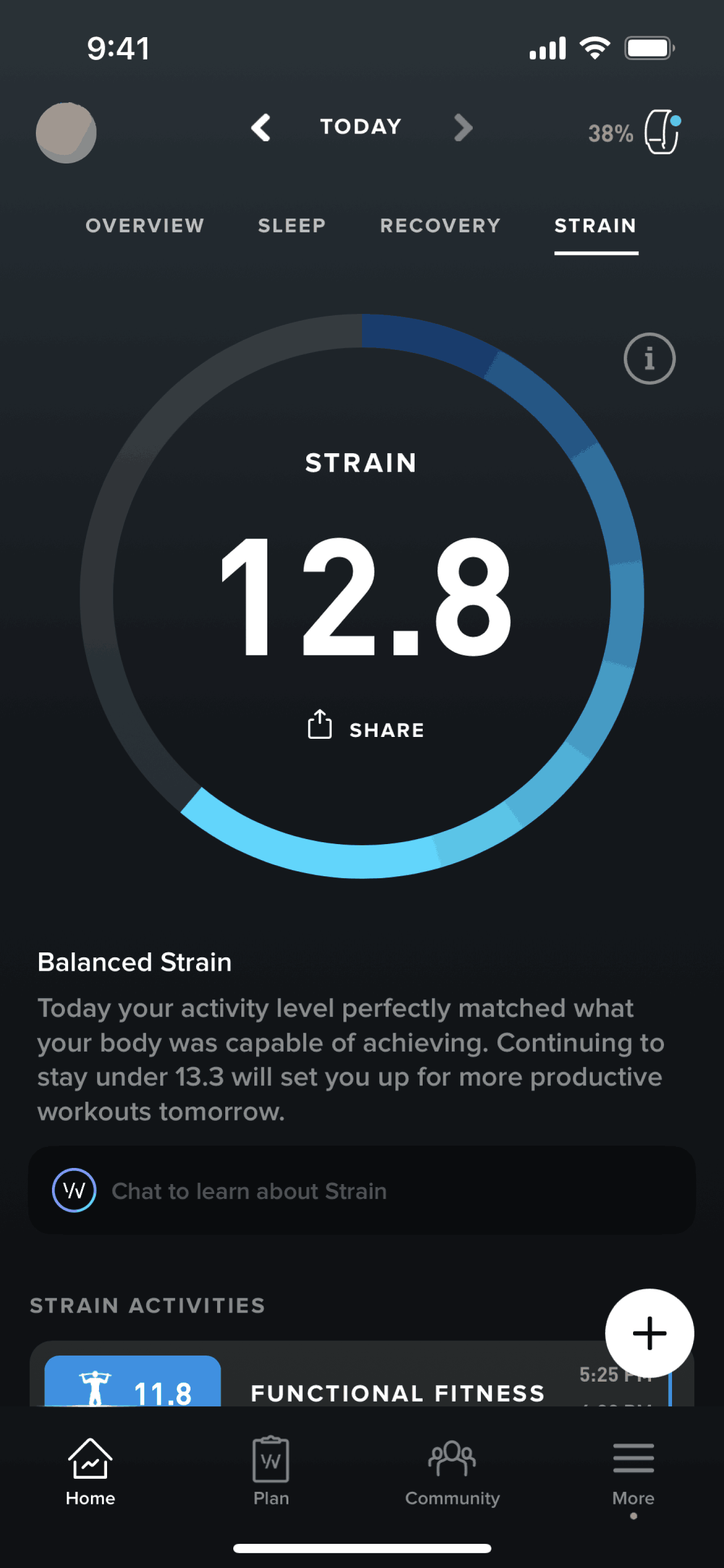 Strain on WHOOP (ios) screen 2