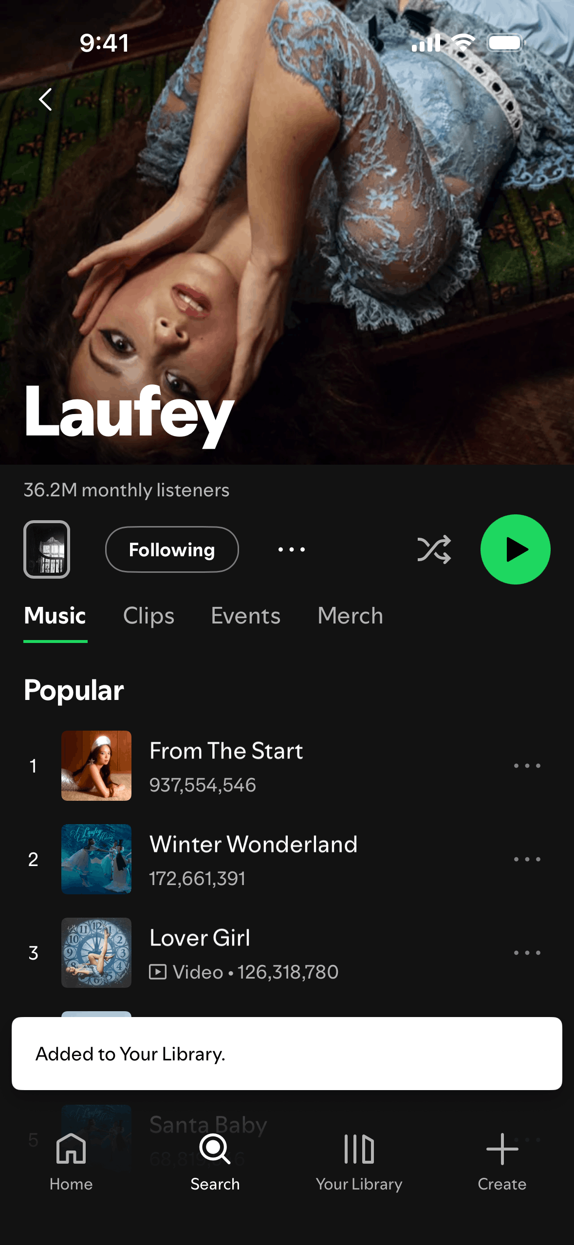 Spotify iOS app screen