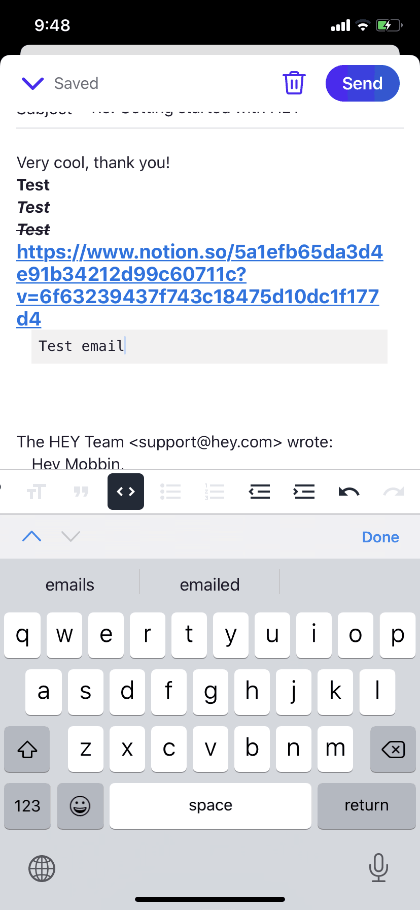 HEY iOS Productivity interface screenshot 21