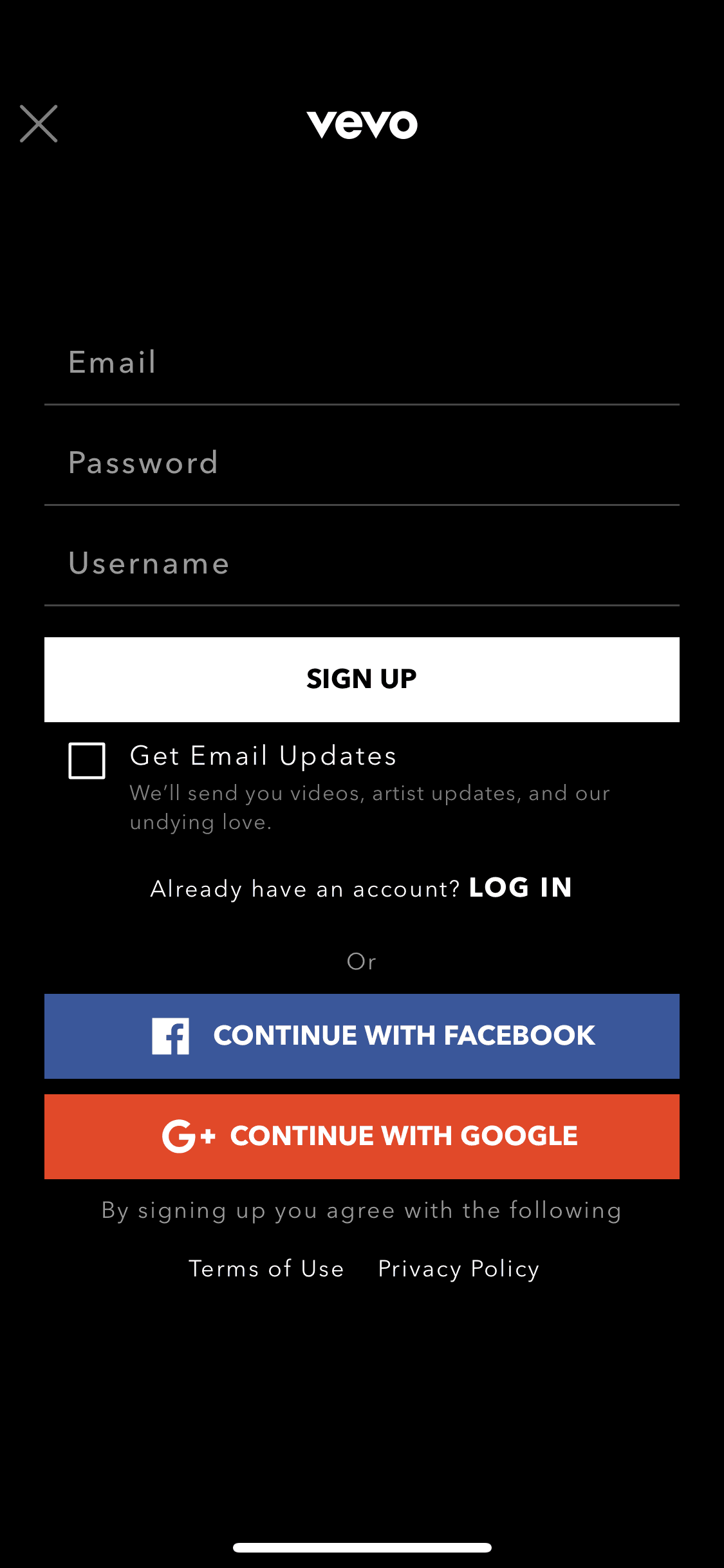 Vevo iOS Music & Audio interface screenshot 3
