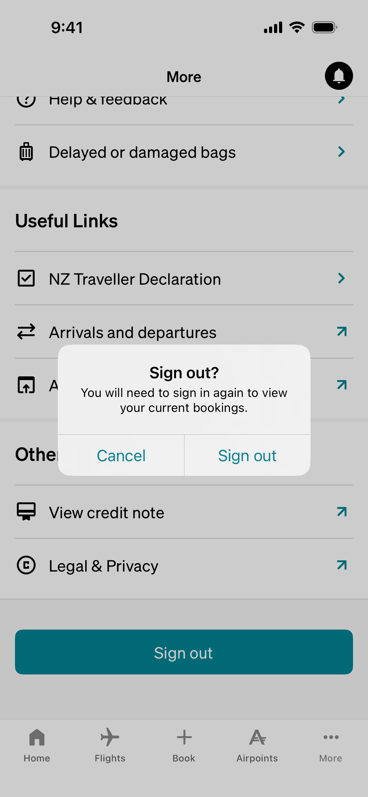 Air NZ iOS Travel & Transportation interface screenshot 23