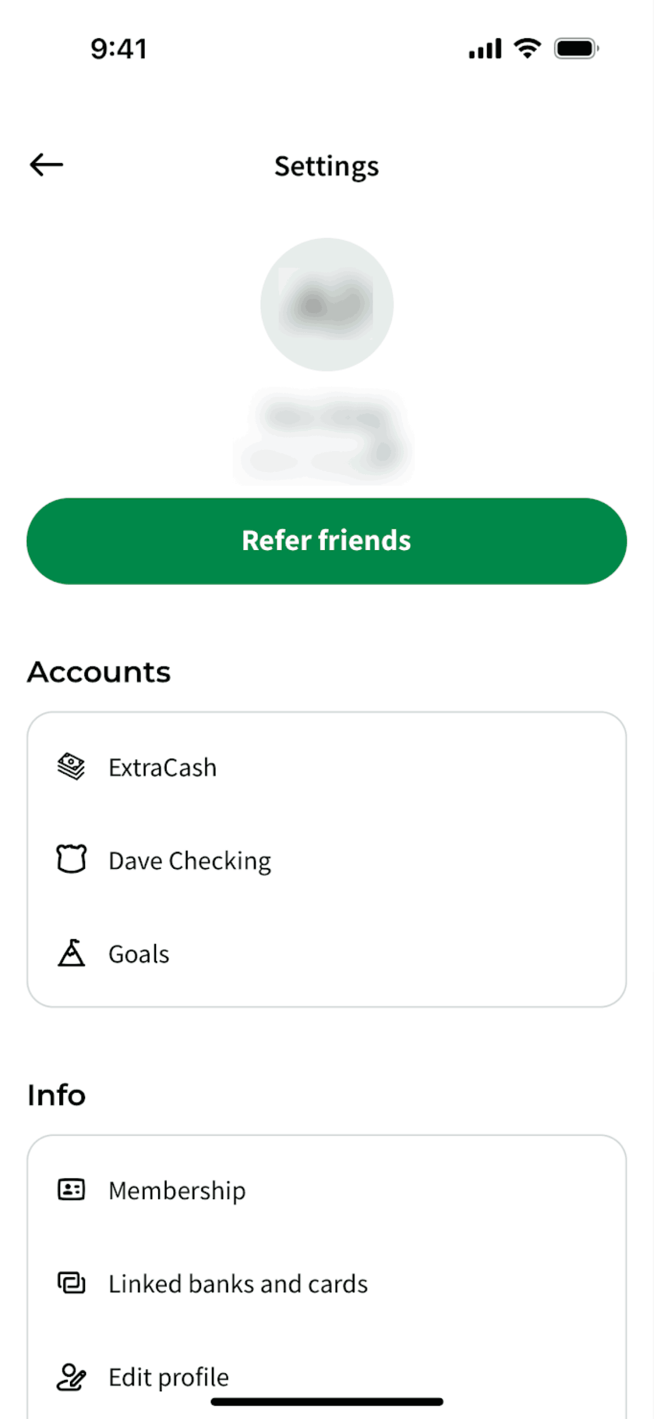 Dave iOS Finance interface screenshot 21