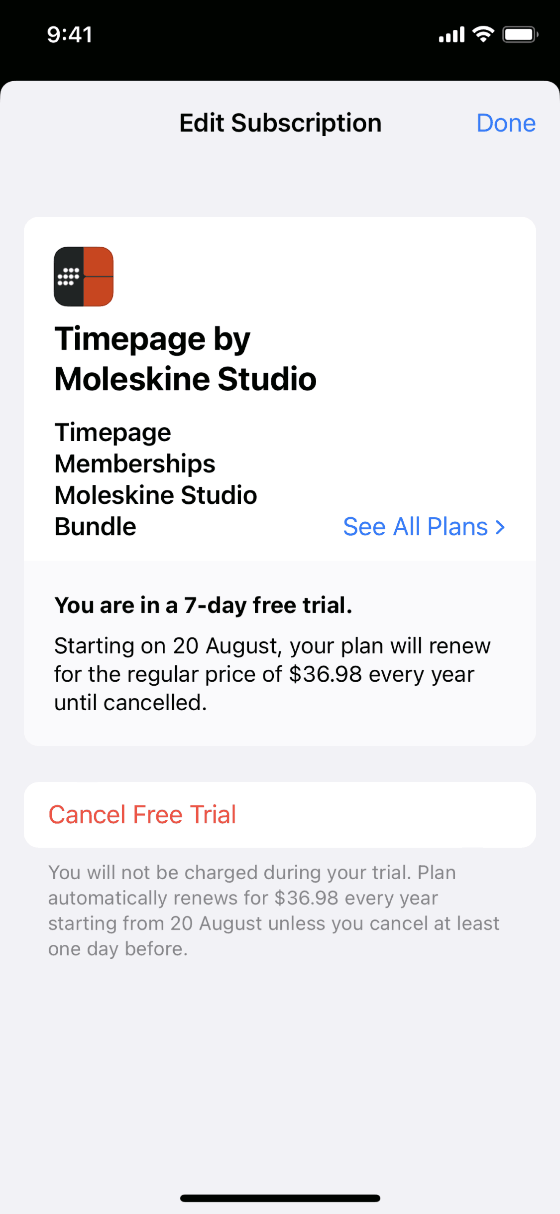 Timepage iOS Productivity interface screenshot 20