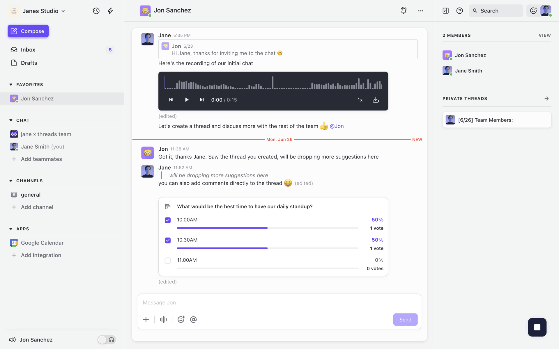 Threads Web AI interface screenshot 1