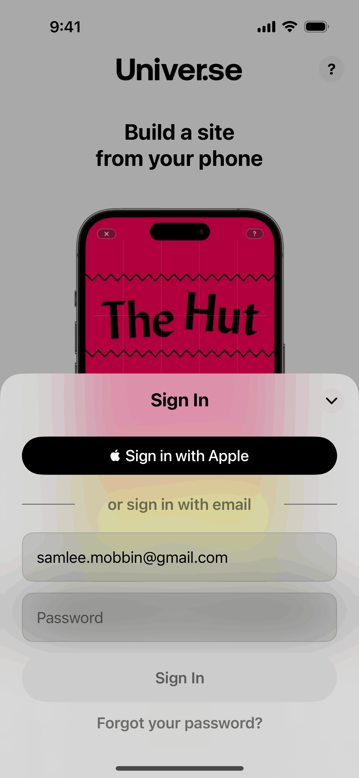 Universe iOS Productivity interface screenshot 2
