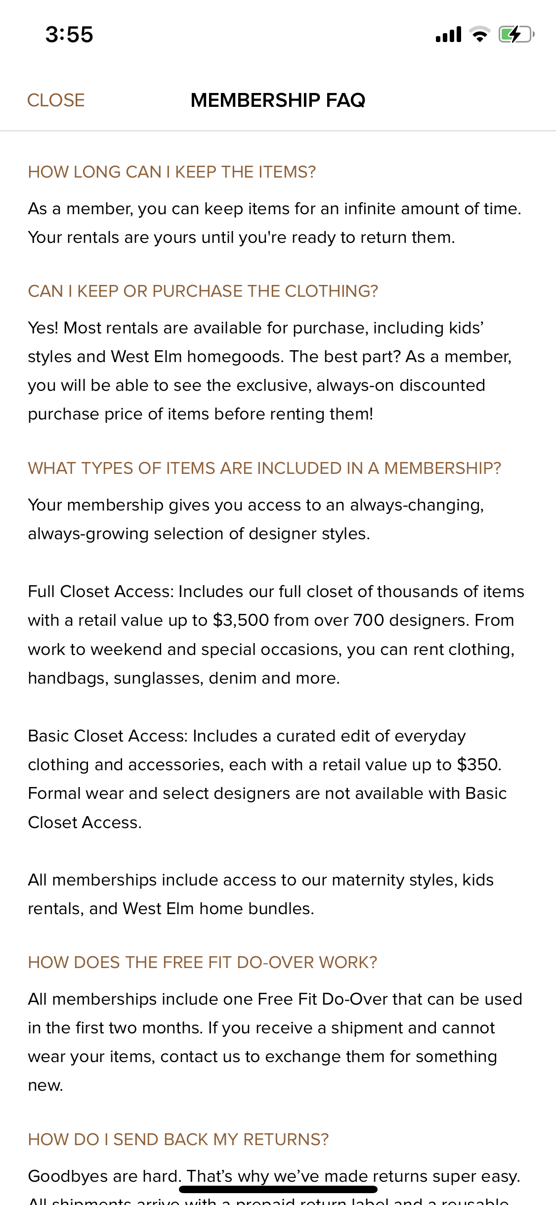 Rent the Runway iOS Shopping interface screenshot 16