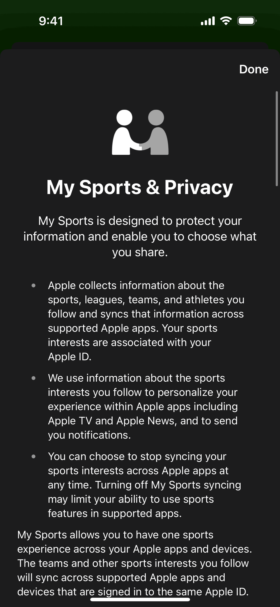 Apple Sports iOS Sports interface screenshot 21