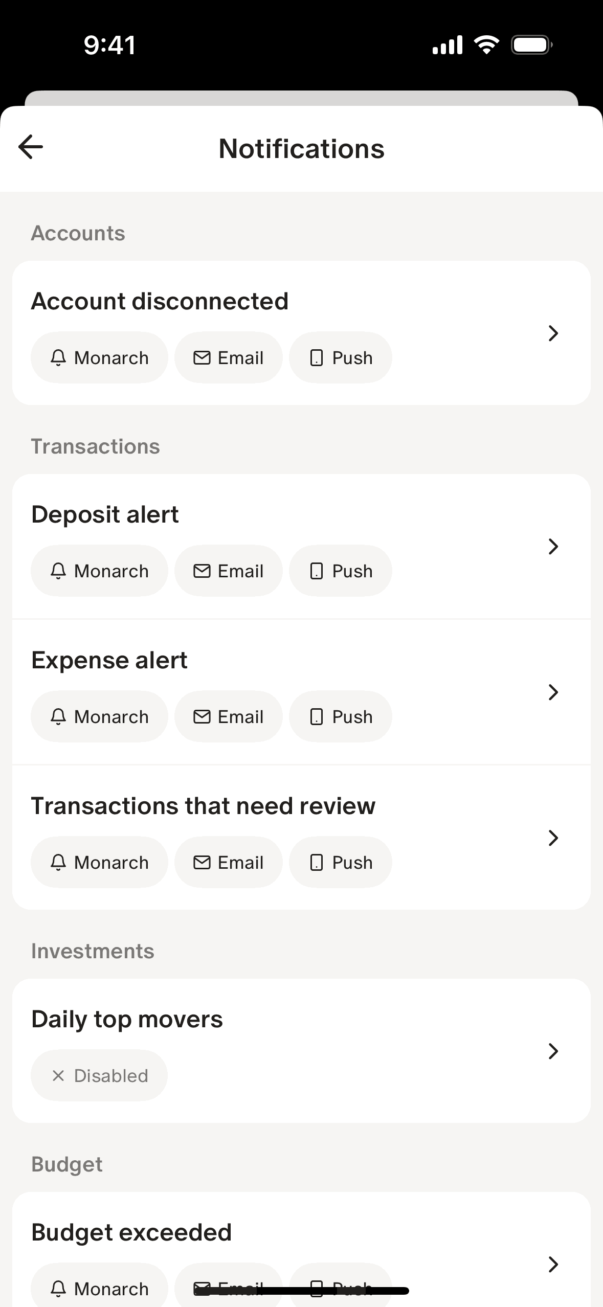 Monarch iOS Finance interface screenshot 10
