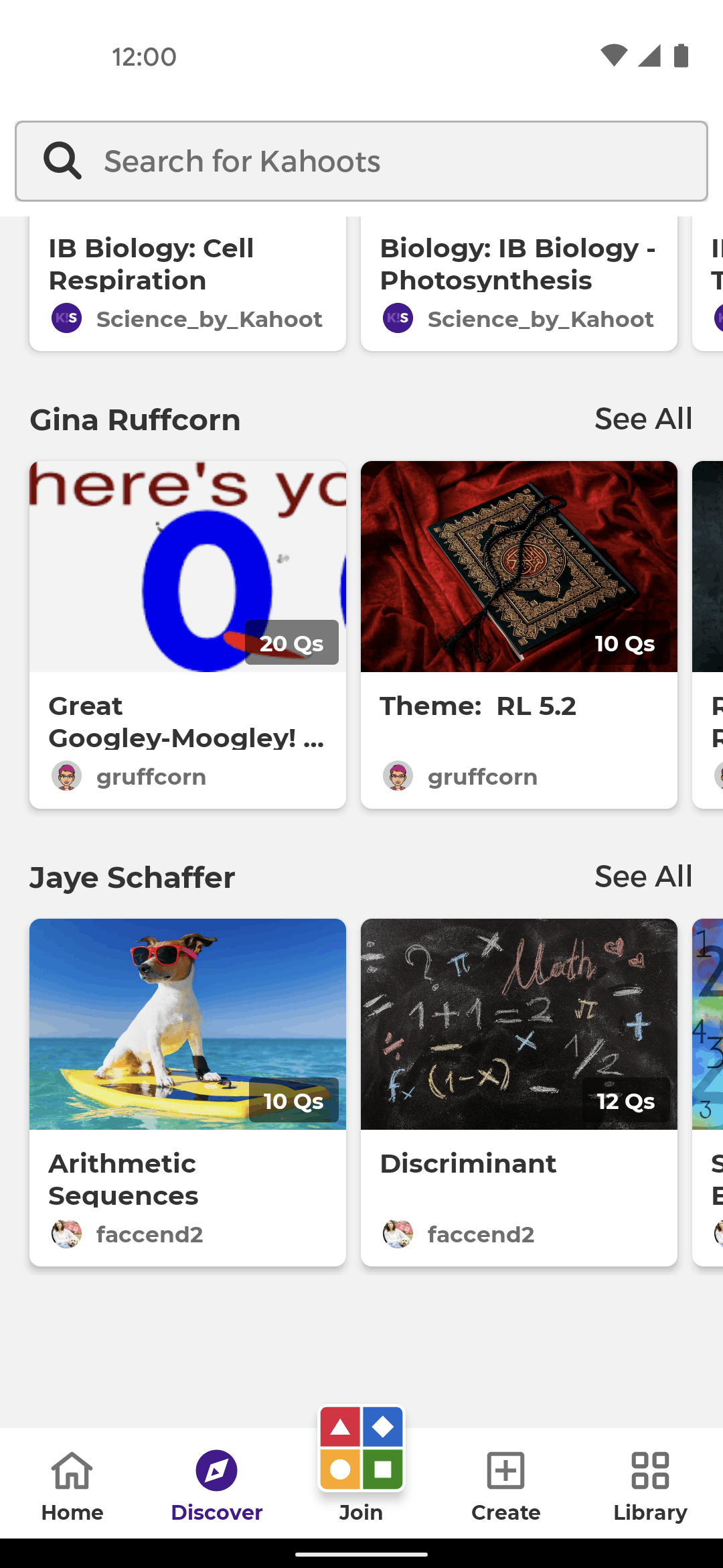 Kahoot! Android Education interface screenshot 1