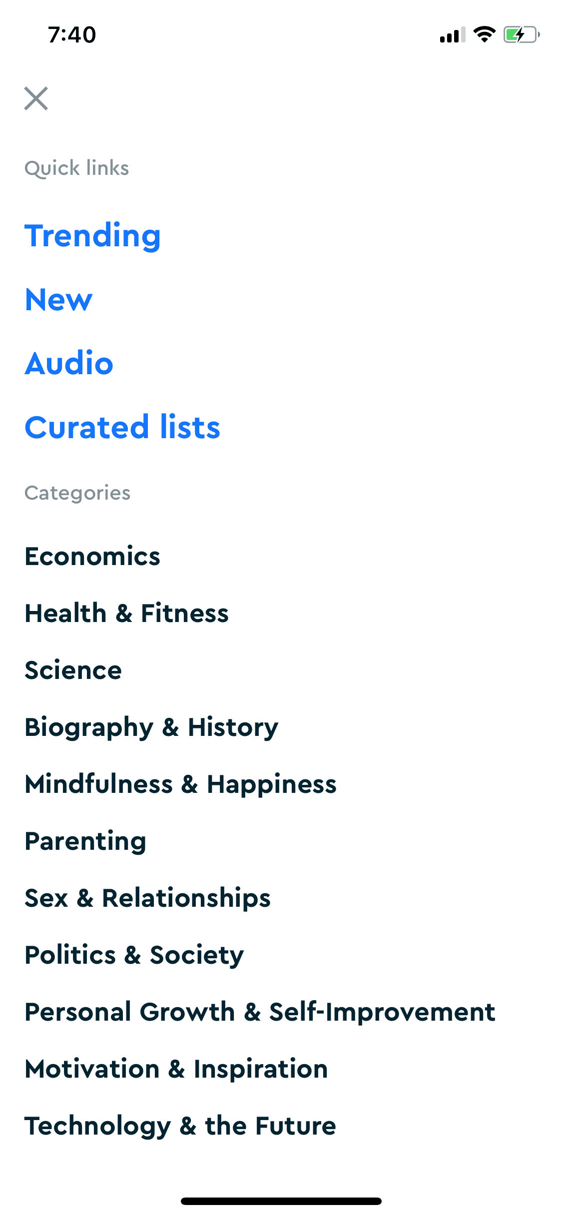 Blinkist iOS Education interface screenshot 15