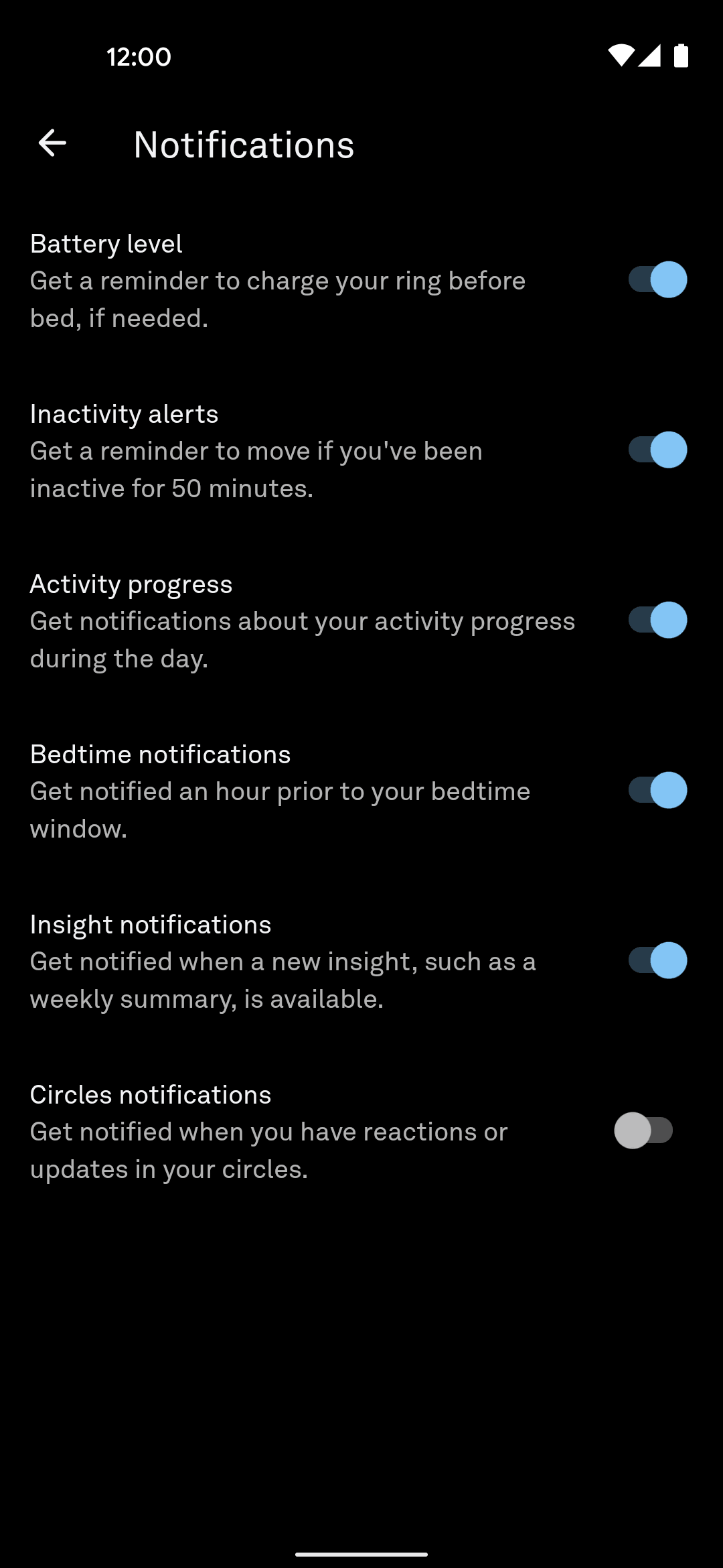 Oura Android Health & Fitness interface screenshot 17