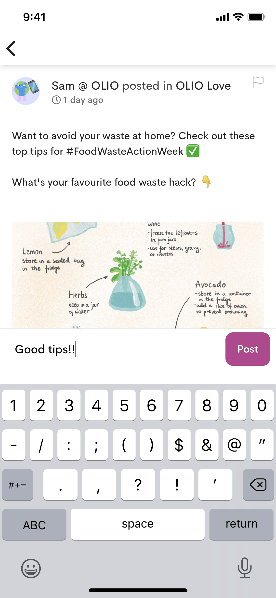 OLIO iOS Food & Drink interface screenshot 24